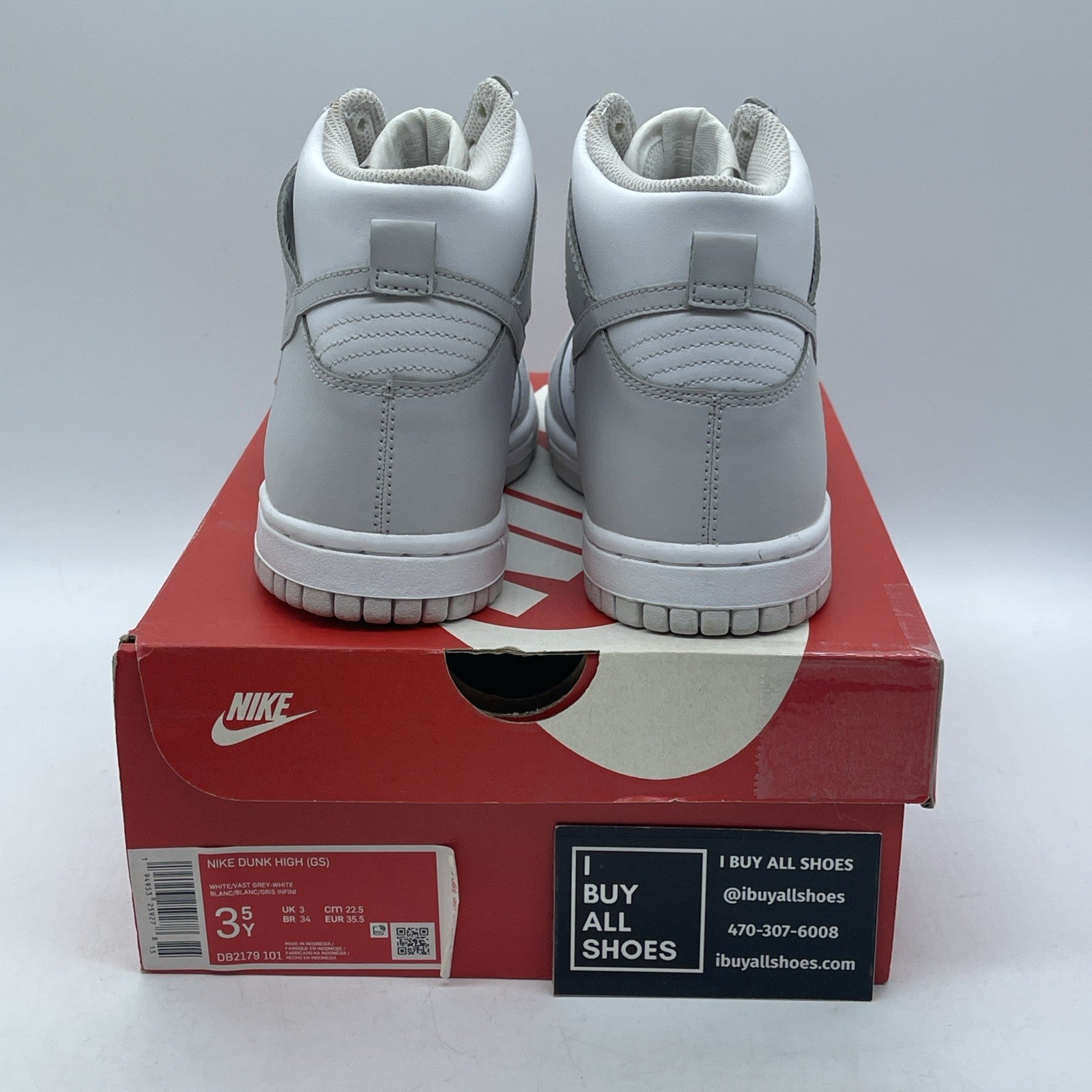 Size 3.5Y - Nike Dunk High Vast Grey White Leather (DB2179-101)