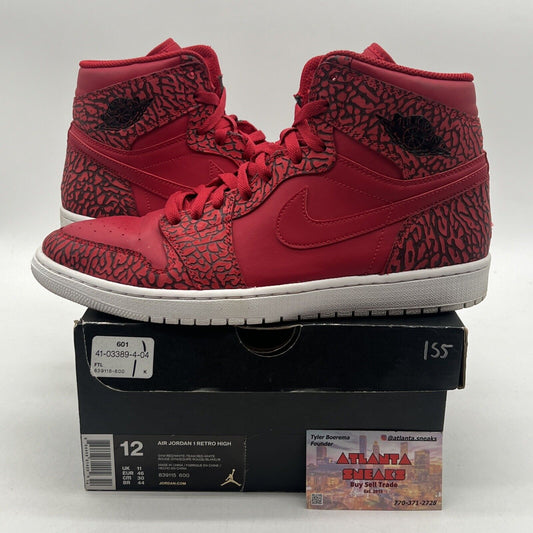 Size 12 - Air Jordan 1 Retro High Red Elephant Leathe Black (839115-600)