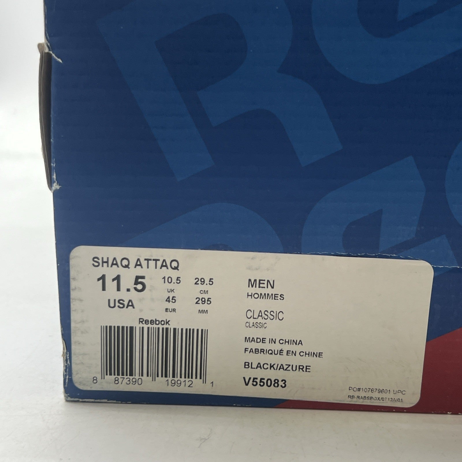 Size 11.5 - Reebok Shaq Attaq 2013 Black Azure (V55083)