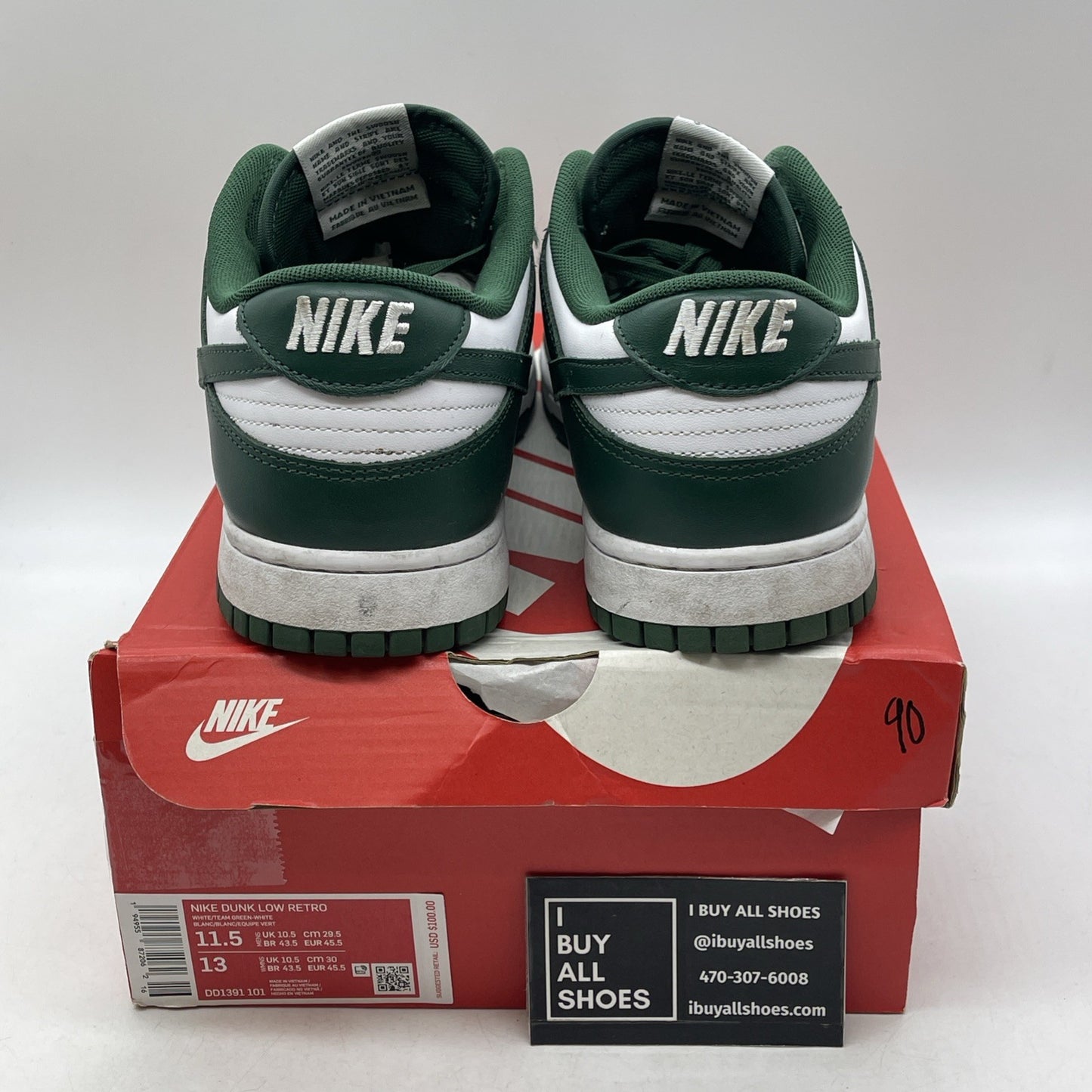 Size 11.5 - Nike Dunk Low Michigan State (DD1391-101)