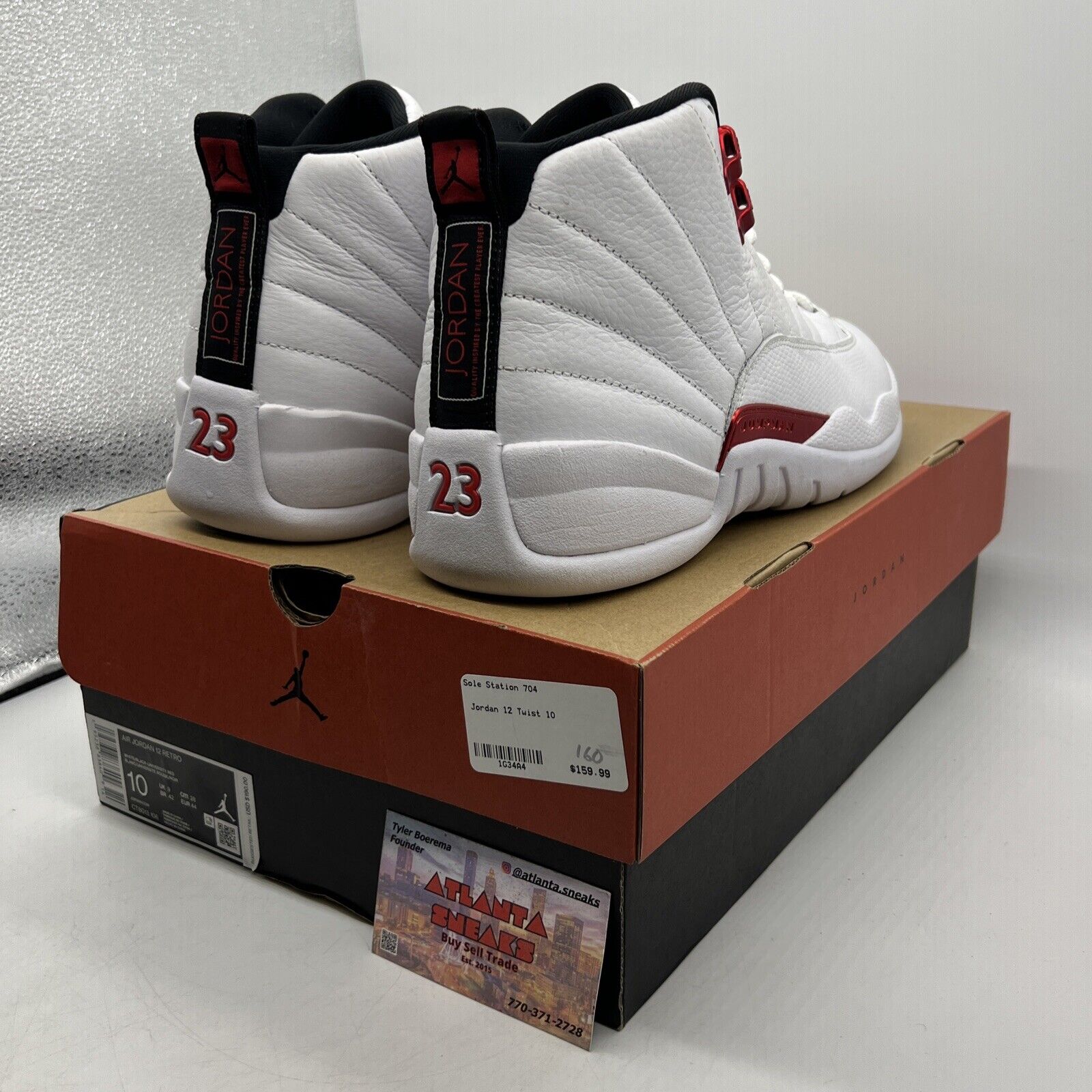 Size 10 - Air Jordan 12 Retro Twist White Red Black Leather (CT8013-106)