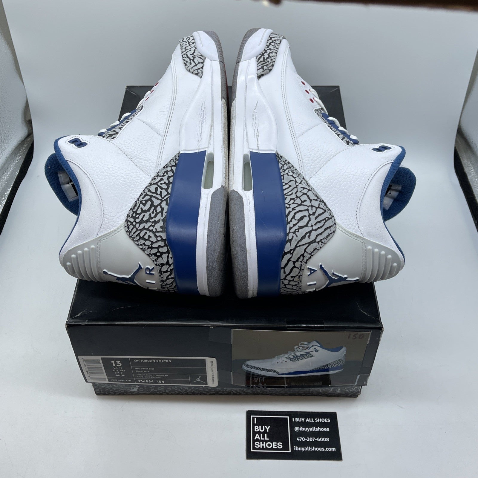 Size 13 - Air Jordan 3 Retro 2011 True Blue White Leather (136064-104)