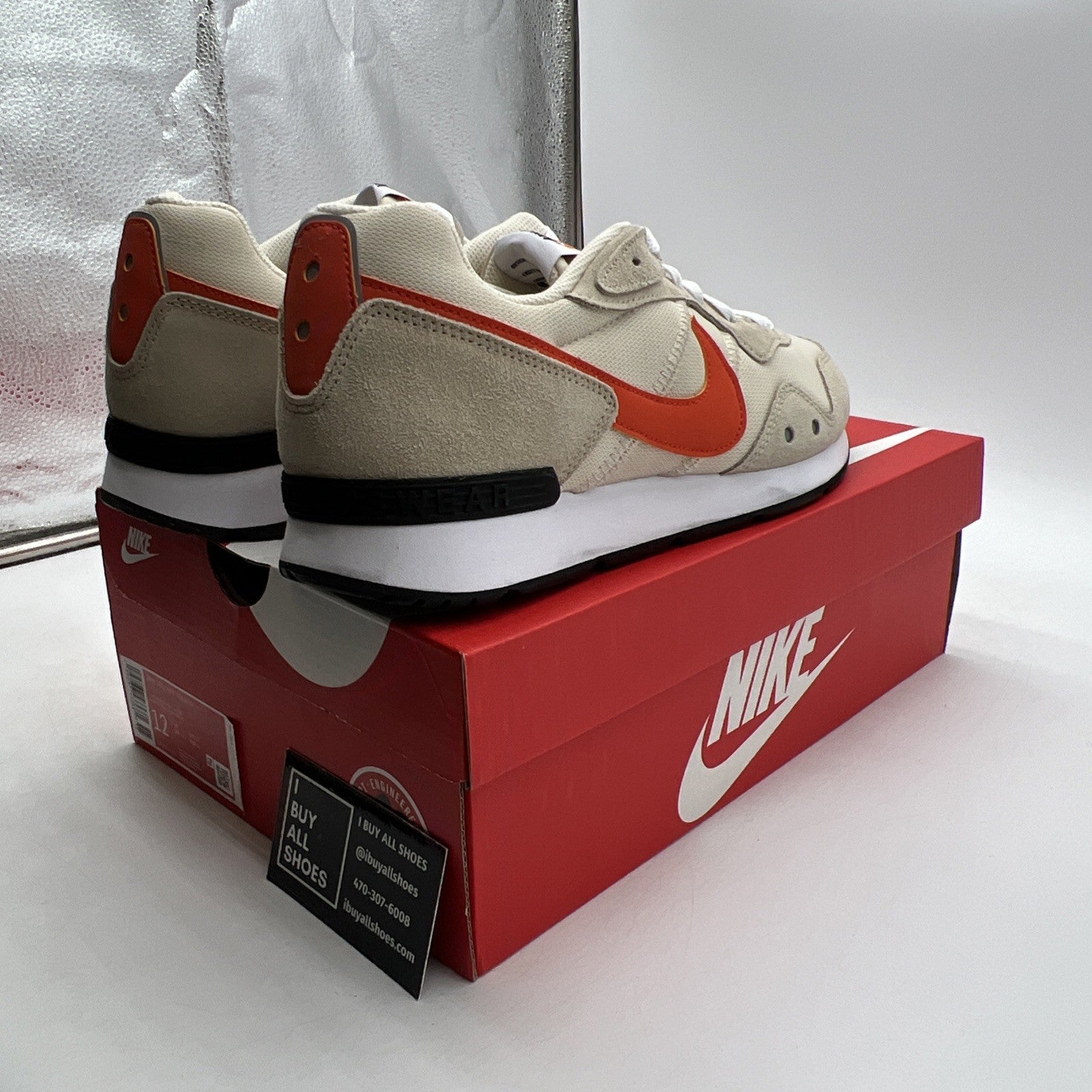 Size 12 - Nike Venture Runner Shoes Mens Beige Orange Trainers (CK2944-202)