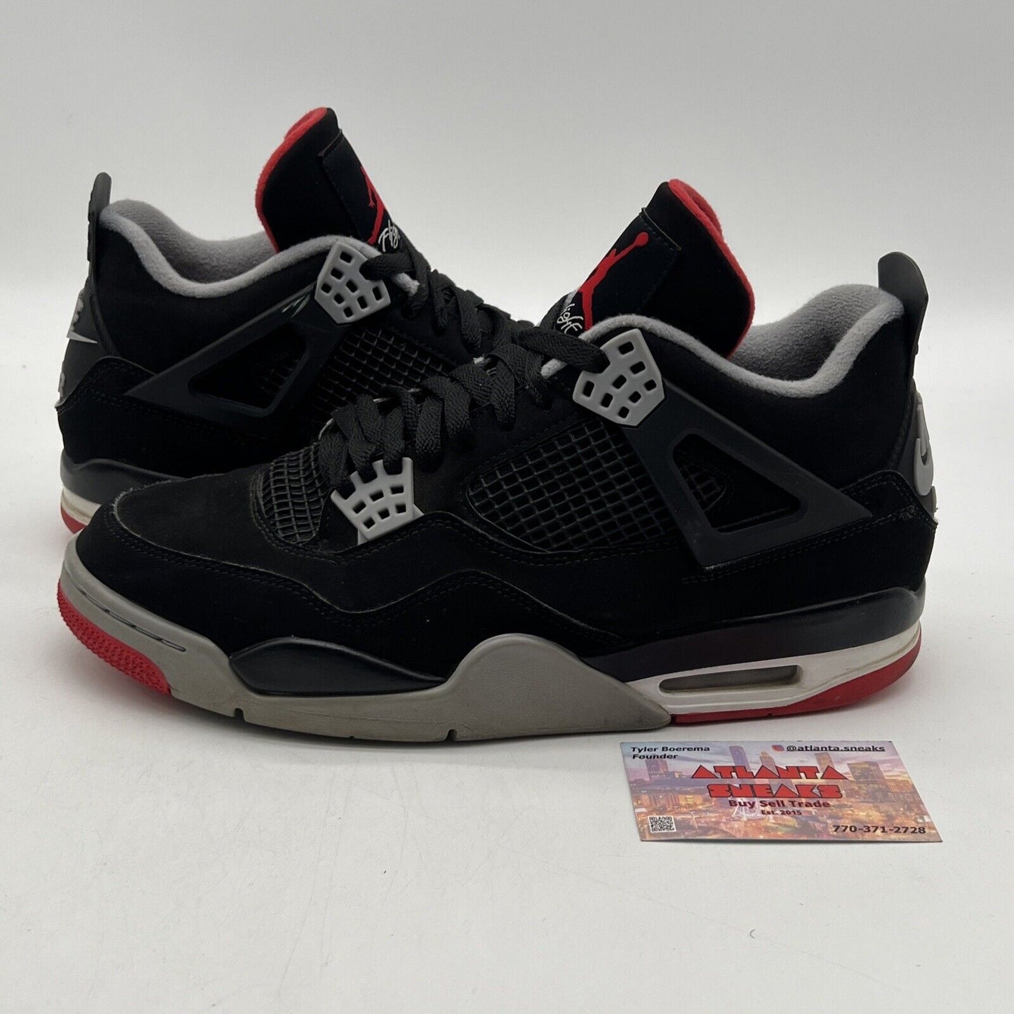 Size 10.5 - Jordan 4 Retro OG Mid Bred 2019 Black Red Grey Suede (308497-060)