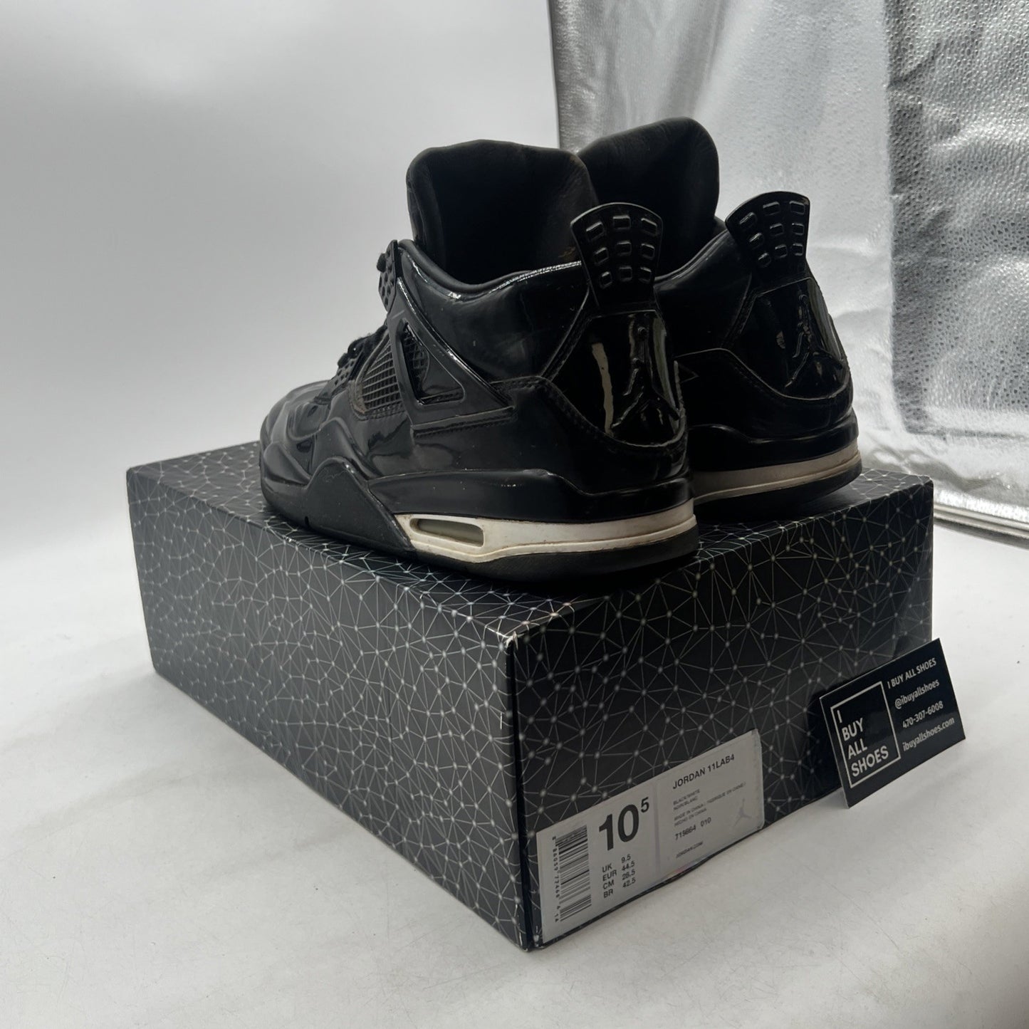Size 10.5 - Air Jordan 4 Retro 11Lab4 - Black (719864-010)