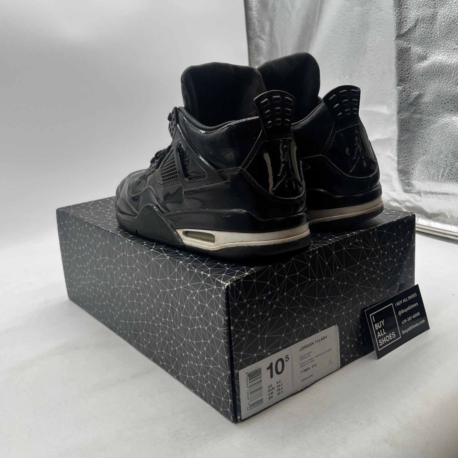 Size 10.5 - Air Jordan 4 Retro 11Lab4 - Black (719864-010)