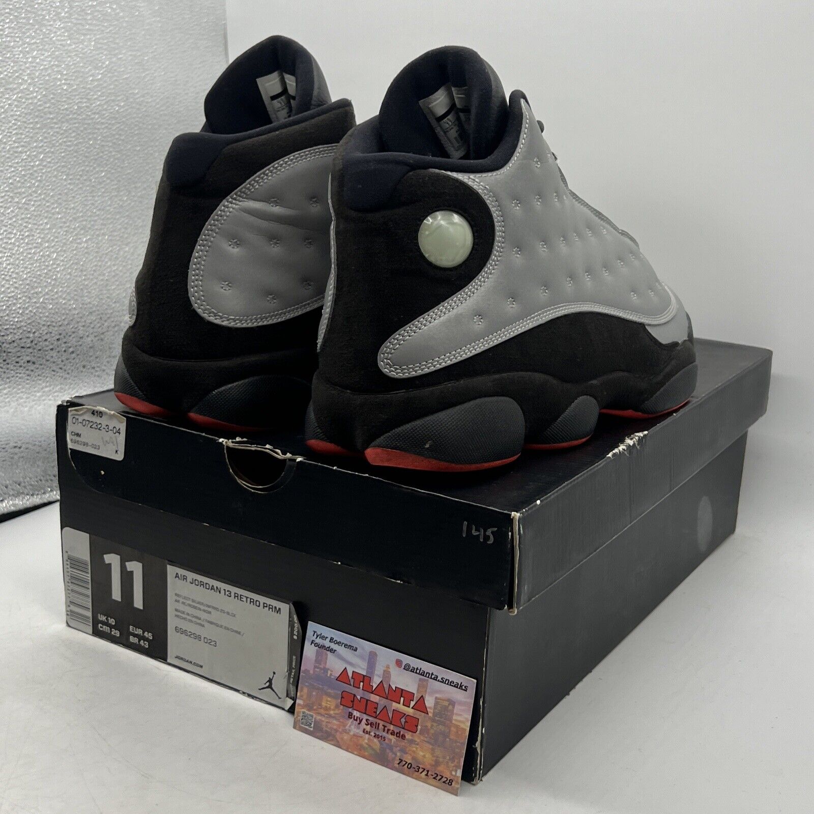 Size 11 - Air Jordan 13 Retro Reflective Silver Black 3M Reflective (696298-023)