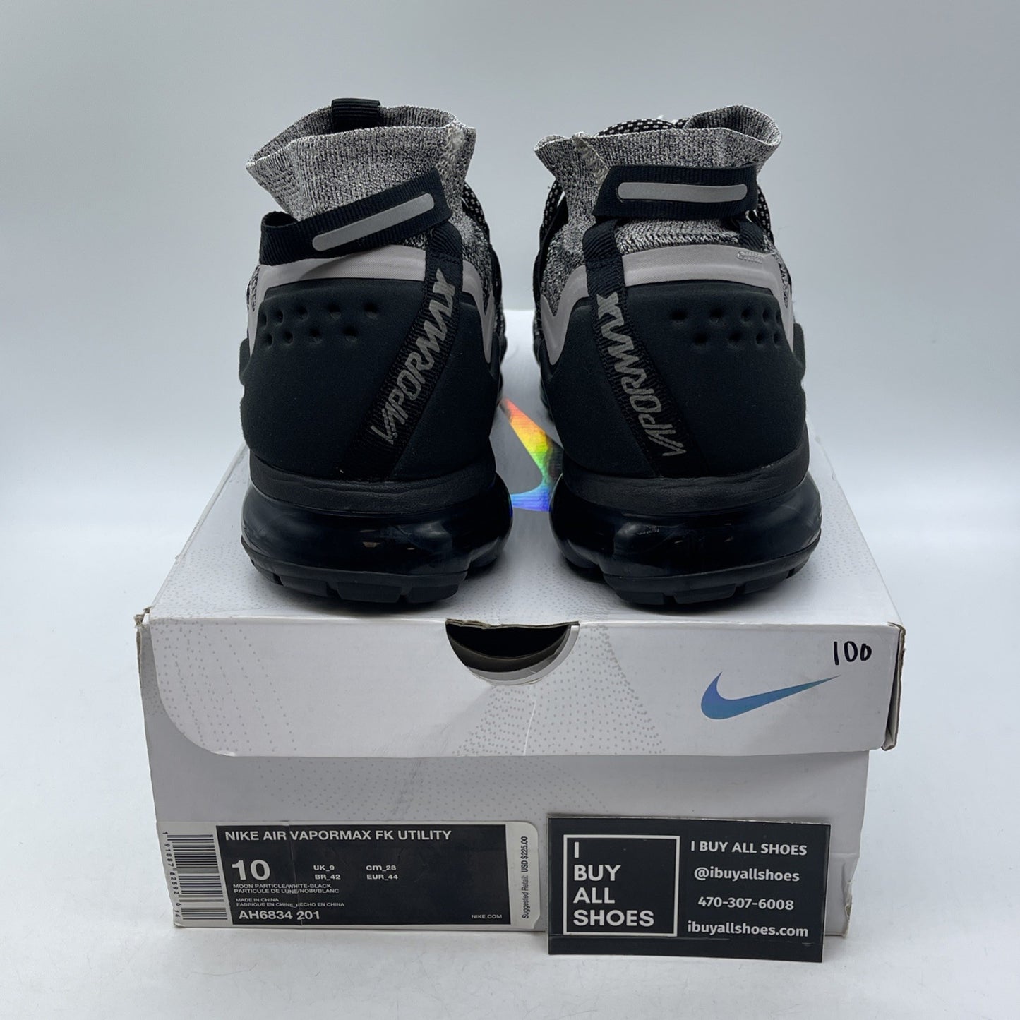 Size 10 - Nike Air VaporMax Flyknit Utility Oreo Black Silver (AH6834-201)