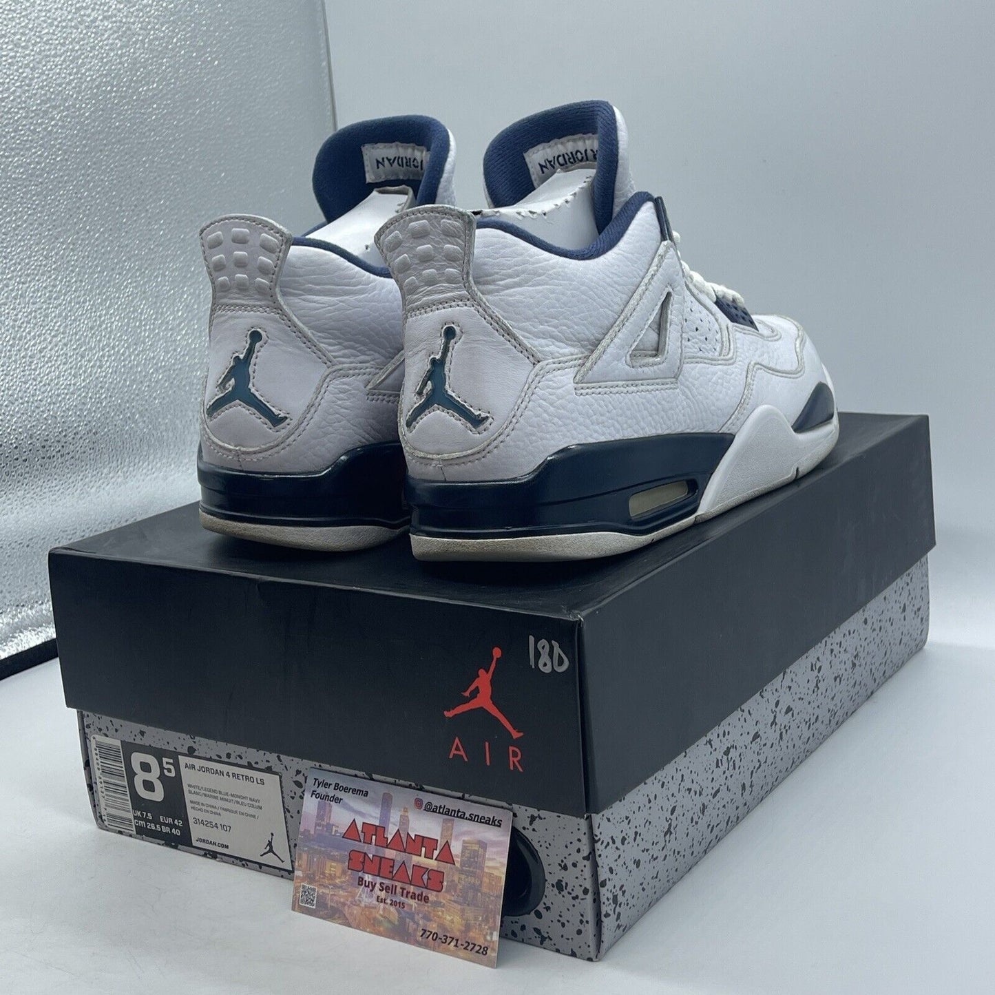 Size 8.5 - Air Jordan 4 Retro LS Columbia White Blue Leather (314254-107)