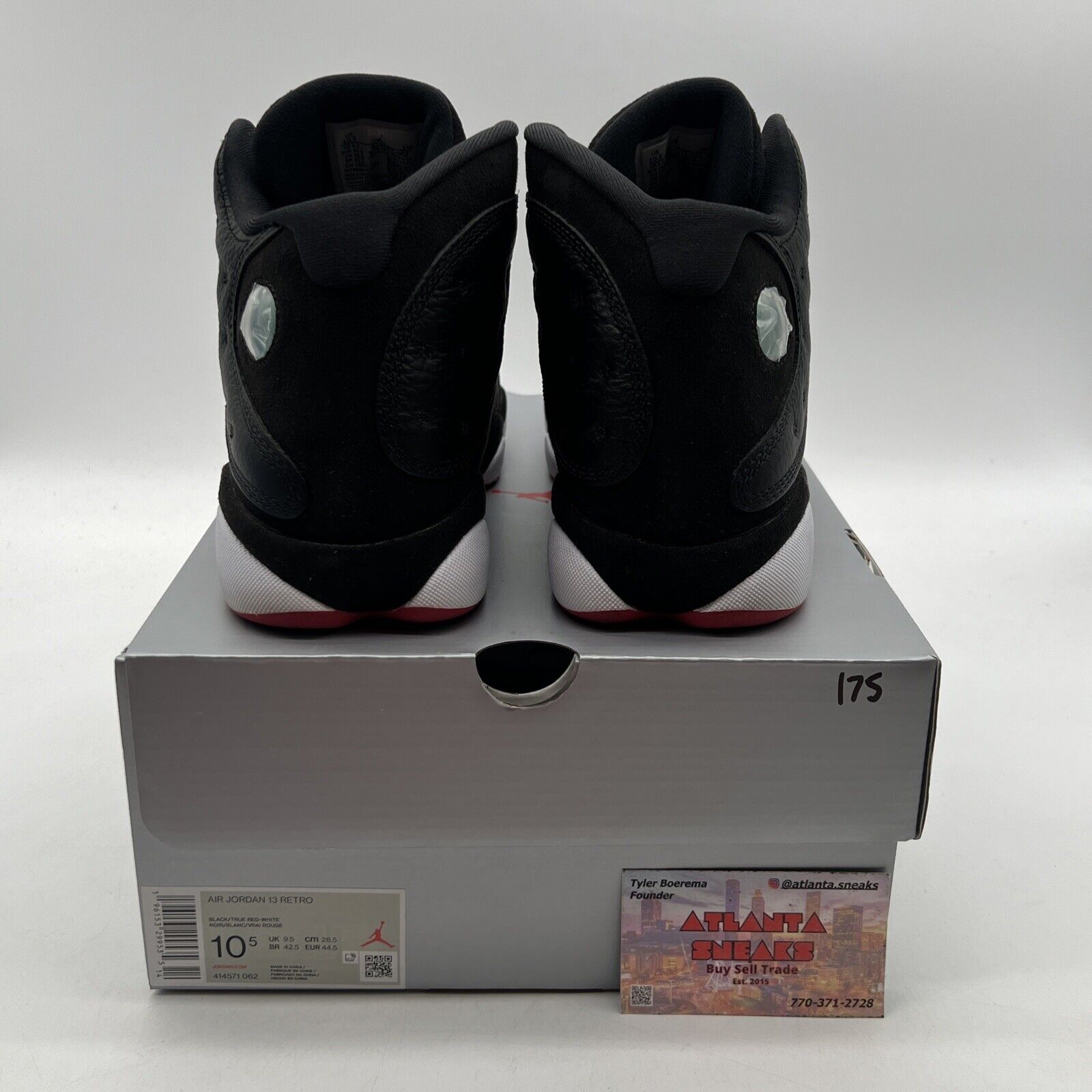 Size 10.5 - Jordan 13 Retro Mid Playoff Black White Red Leather (414571-062)