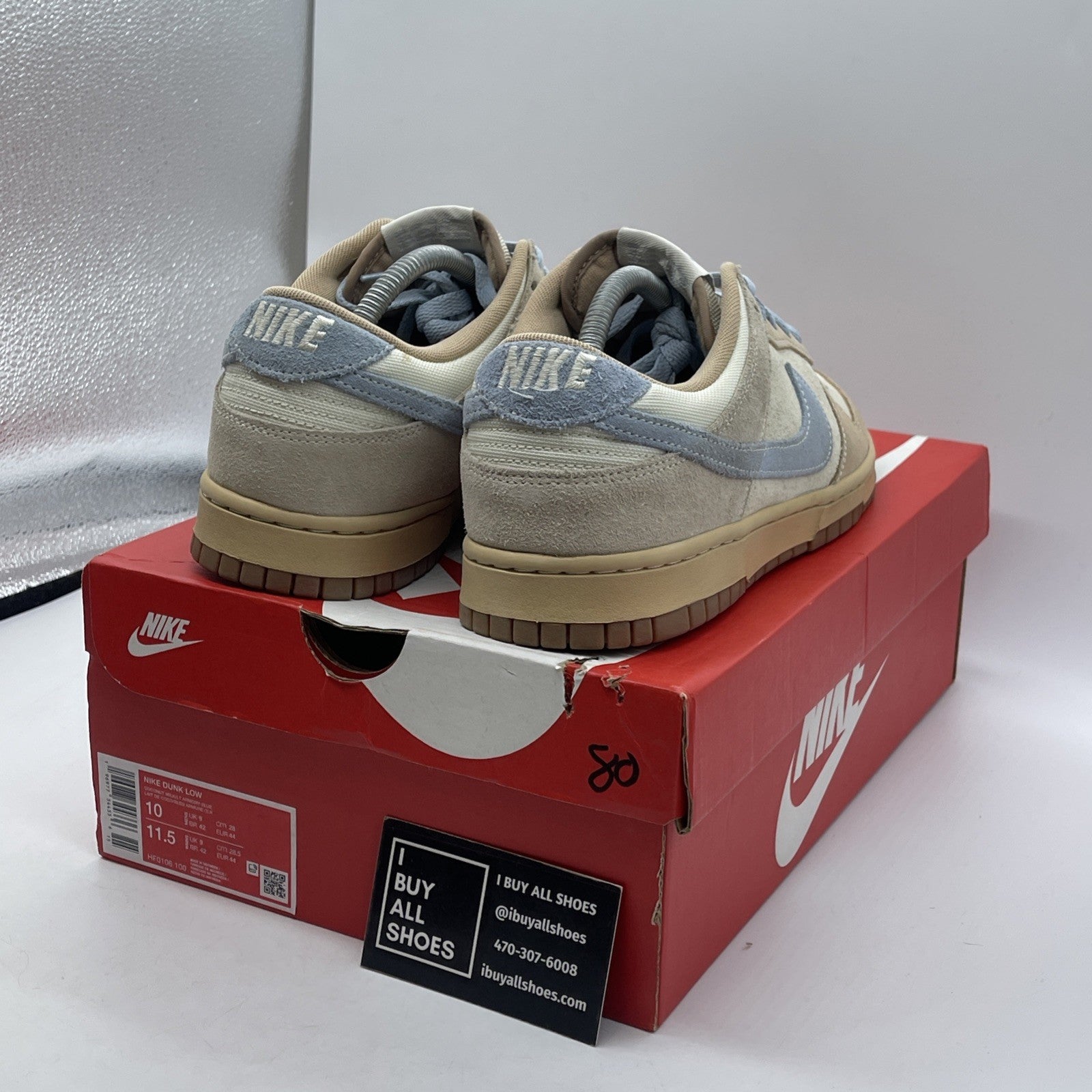 Size 10 - Nike Dunk Low Sanddrift Armory Blue Brown Suede (HF0106-100)