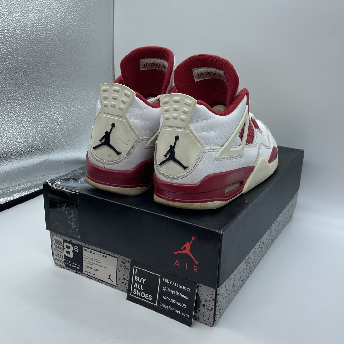 Size 8.5 - Jordan 4 Retro alternate 89 2016 Red White Leather (308497-106)