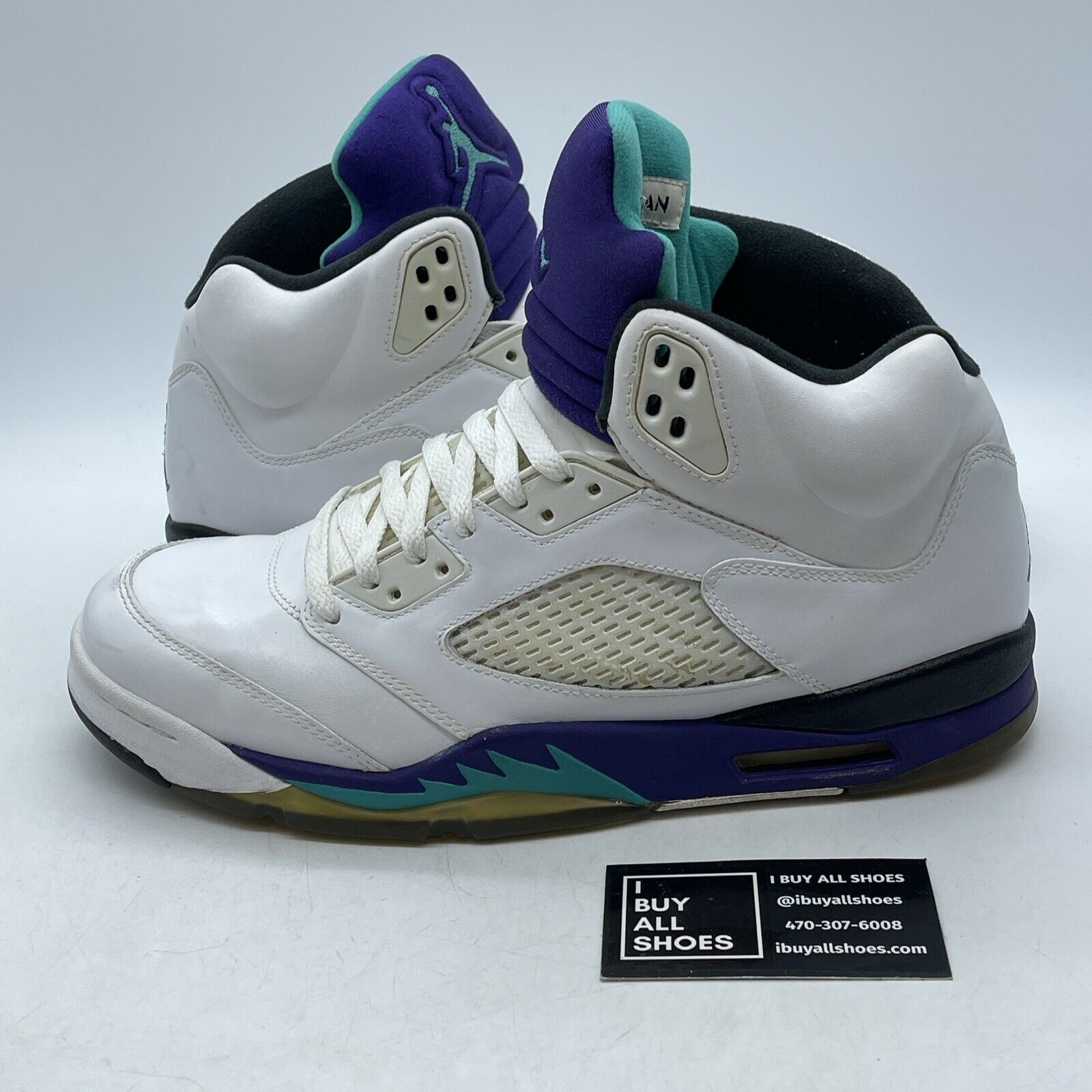 Size 10.5 - Jordan 5 Retro Grape 2013 White Purple Black Leather (136027-108)