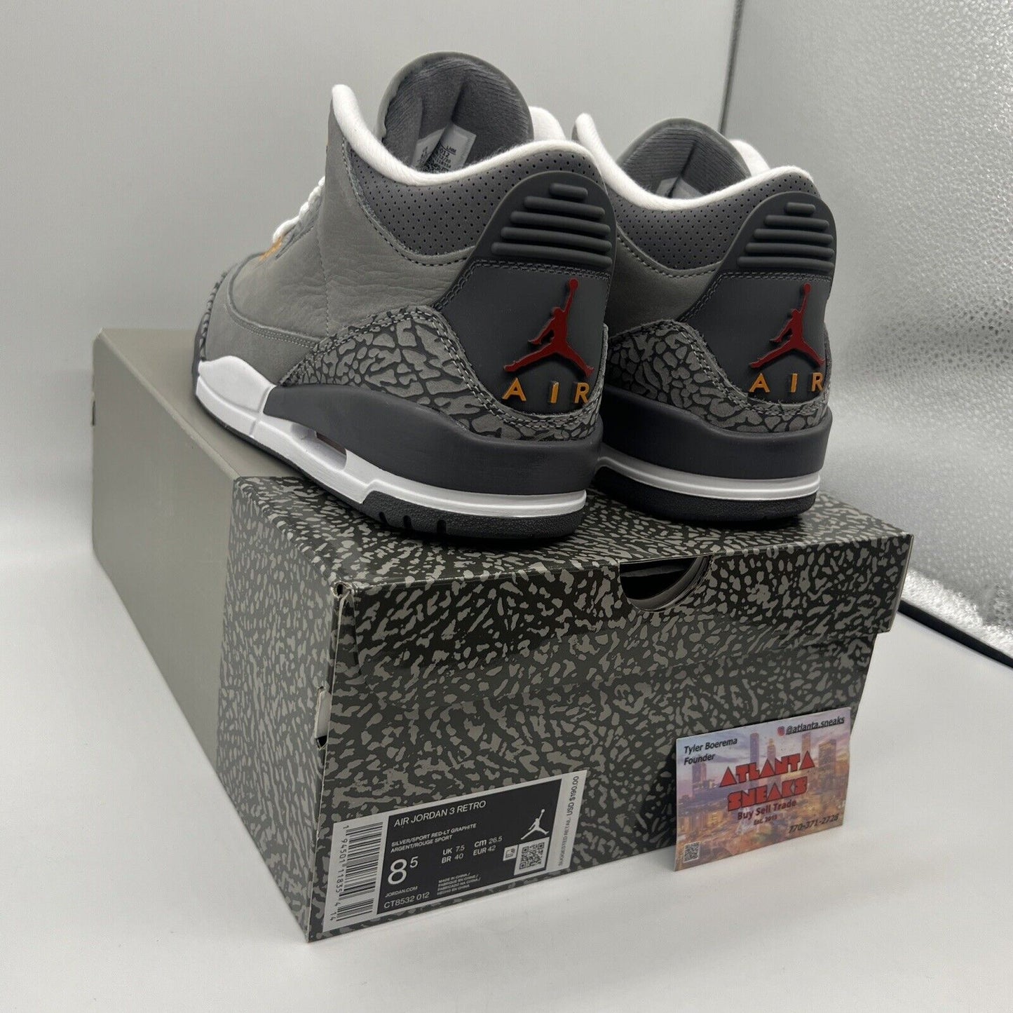 Size 8.5 - Jordan 3 Retro Mid Cool Grey Brand New Og All Orange White DS