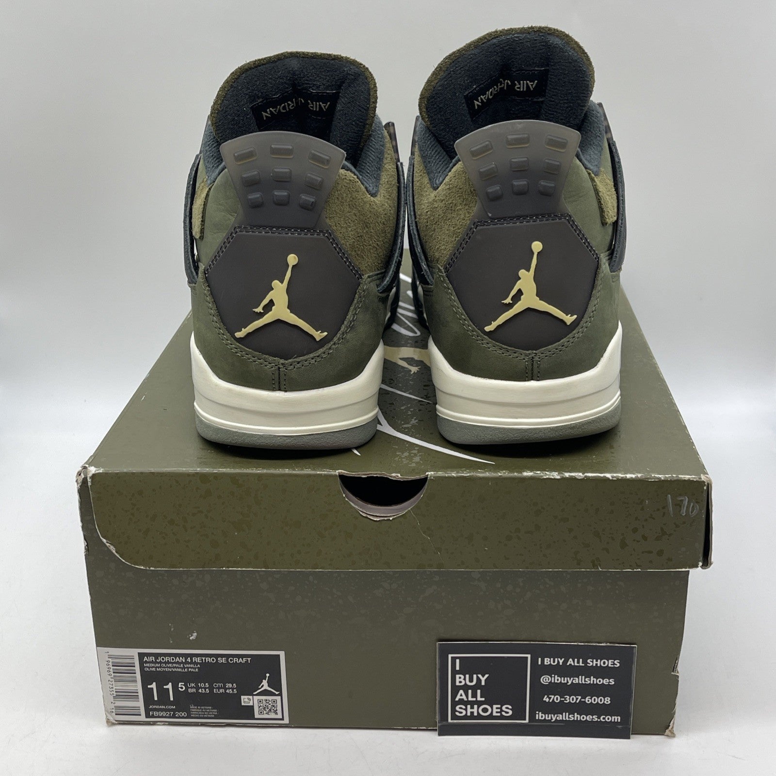 Size 11.5 - Jordan 4 SE Retro Low Craft - Olive Black Suede (FB9927-200)