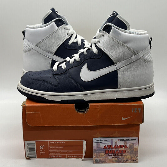 Size 8.5 - Nike Dunk High Blue - (309432-411) White Leather