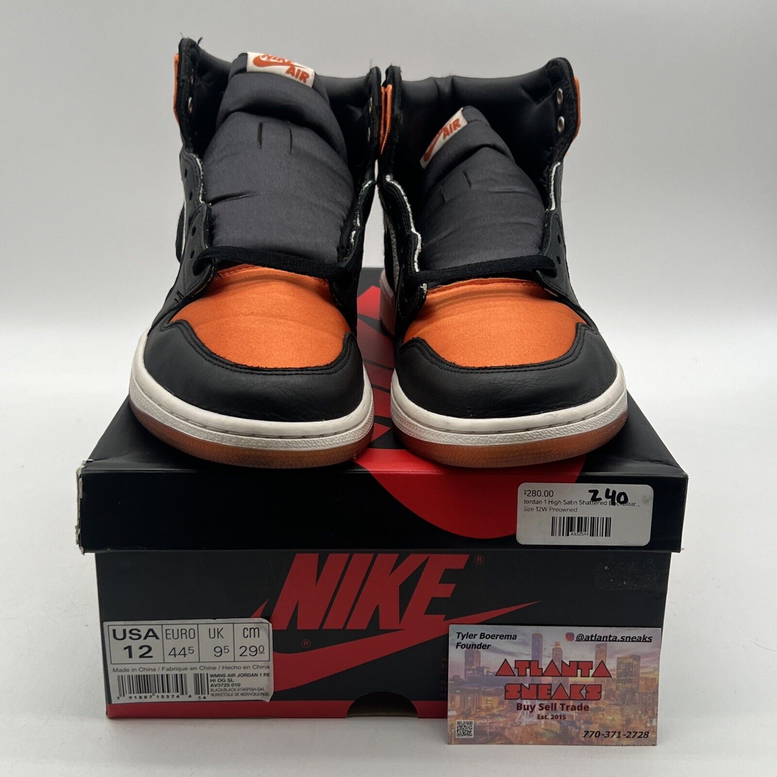 Size 12 - Air Jordan 1 Retro OG High Satin Shattered Backboard W (AV3725-010)