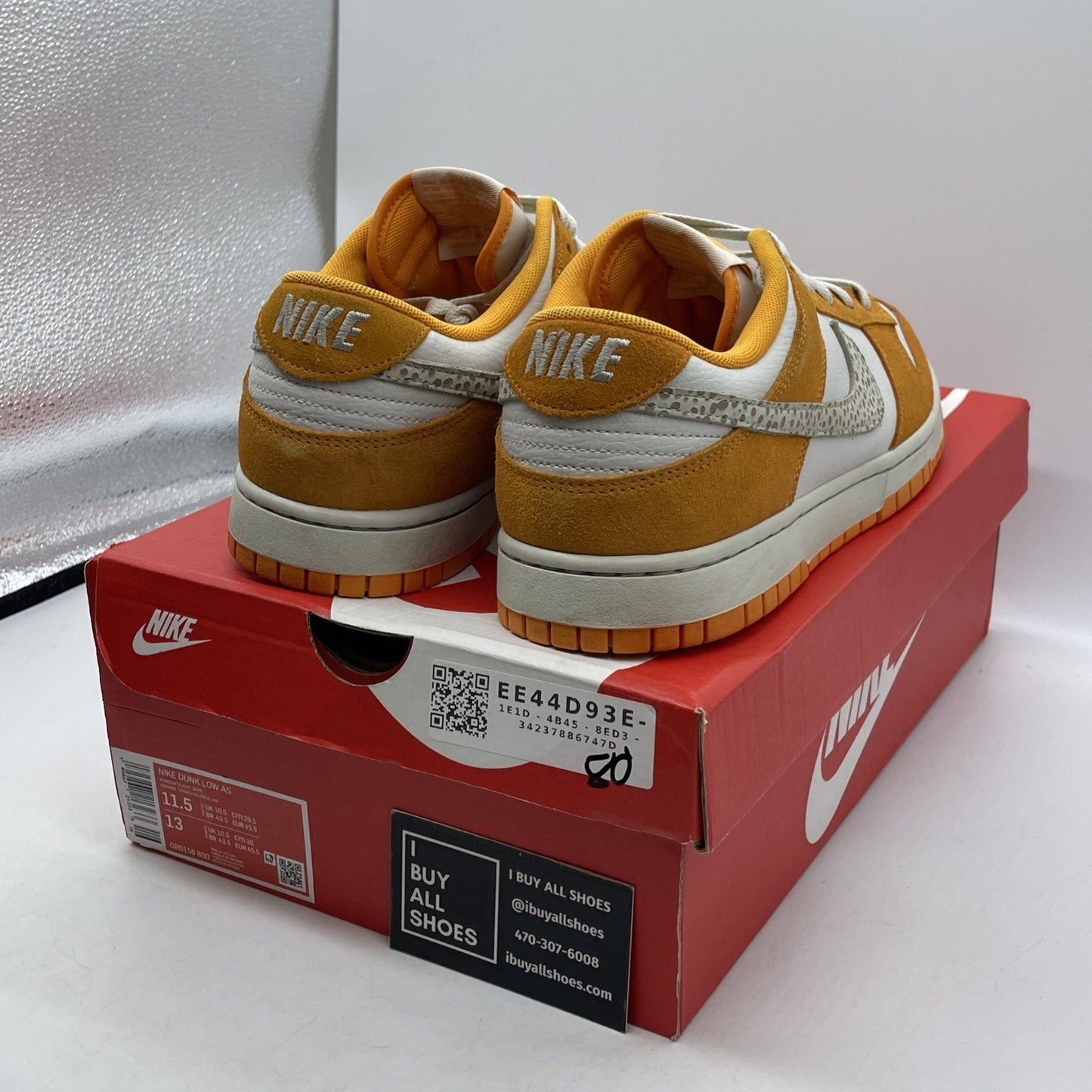 Size 11.5 - Nike Dunk Low Safari Swoosh - Kumquat Orange White Suede (DR0156-800