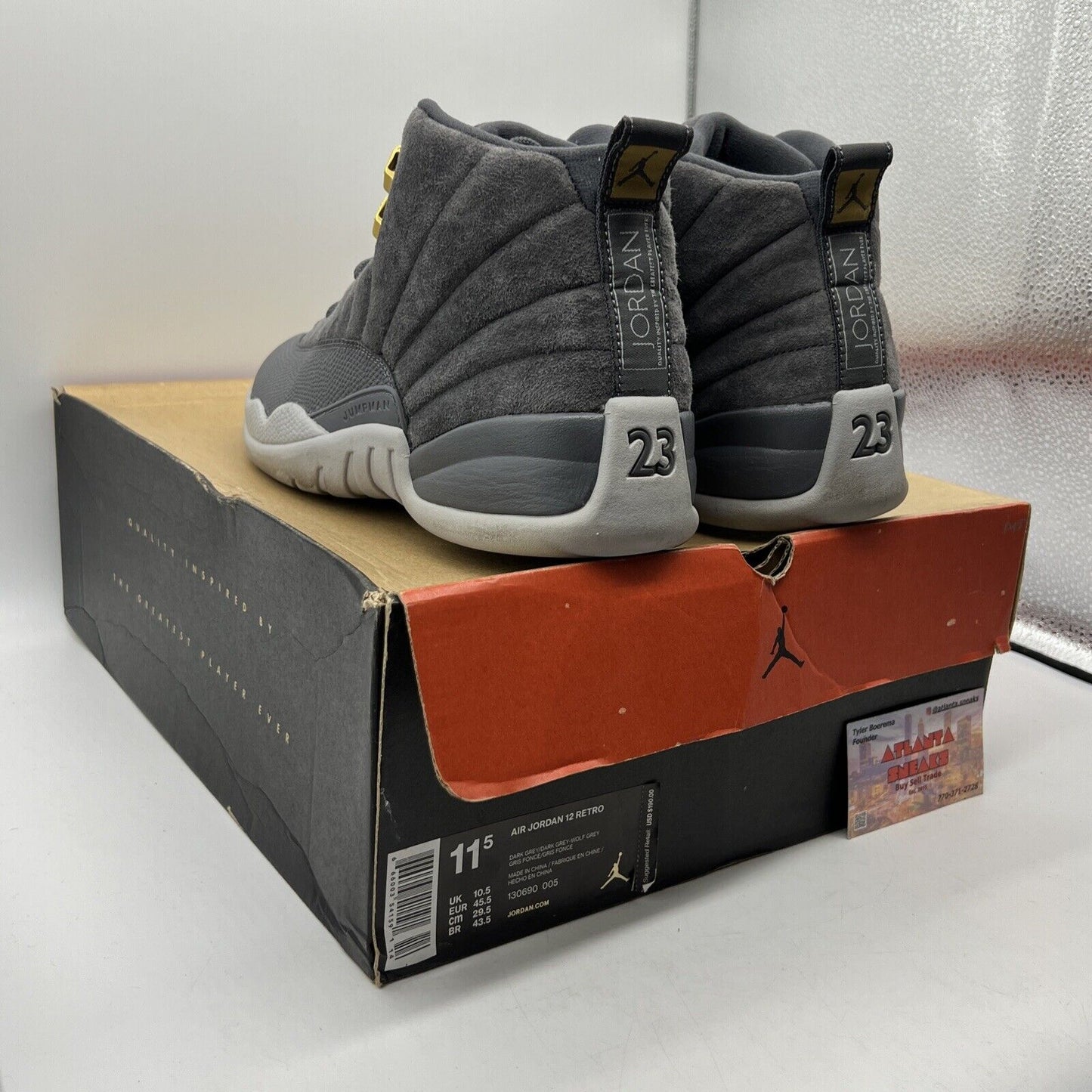 Size 11.5 - Air Jordan 12 Retro Dark Grey Leather Suede (130690-005)