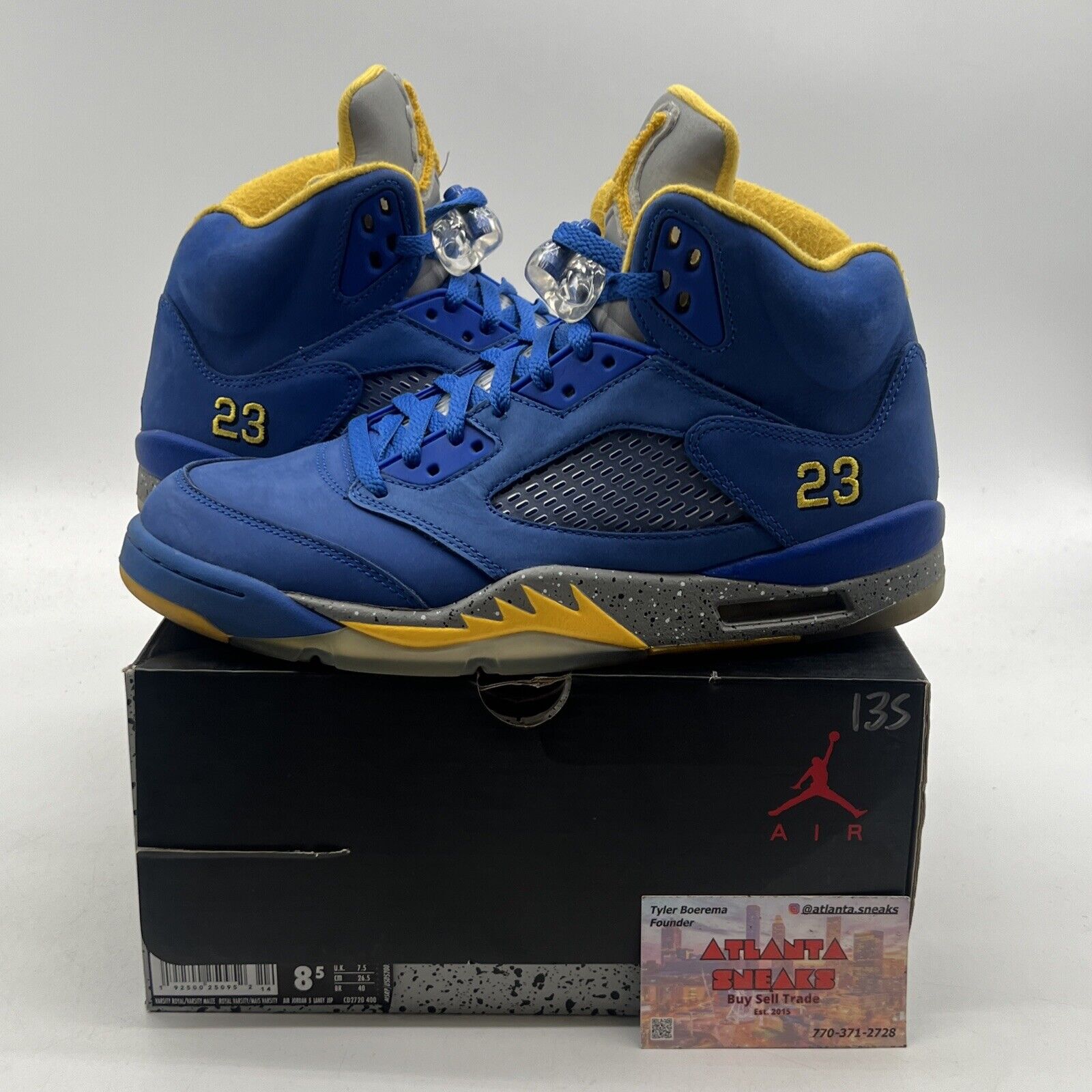 Size 8.5 - Air Jordan 5 Retro Laney Blue Yellow Suede Grey (CD2720-400)