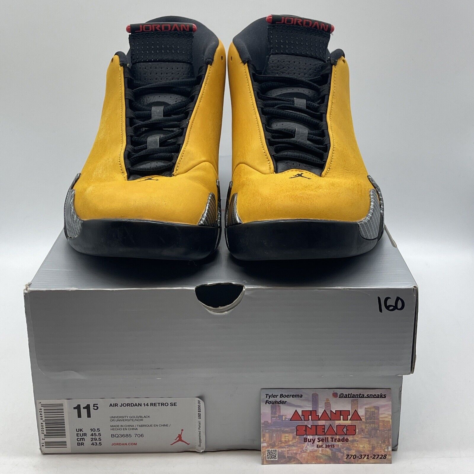 Size 11.5 - Air Jordan 14 Retro Reverse Ferrari Black Yellow Grey (BQ3685-706)