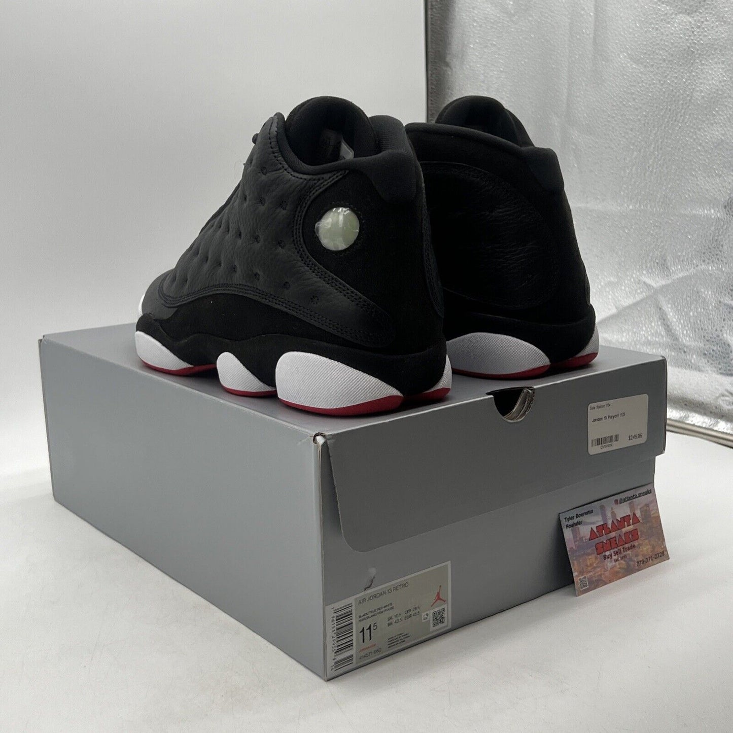 Size 11.5 - Jordan 13 Retro Mid Playoff Black White Leather (414571-062)