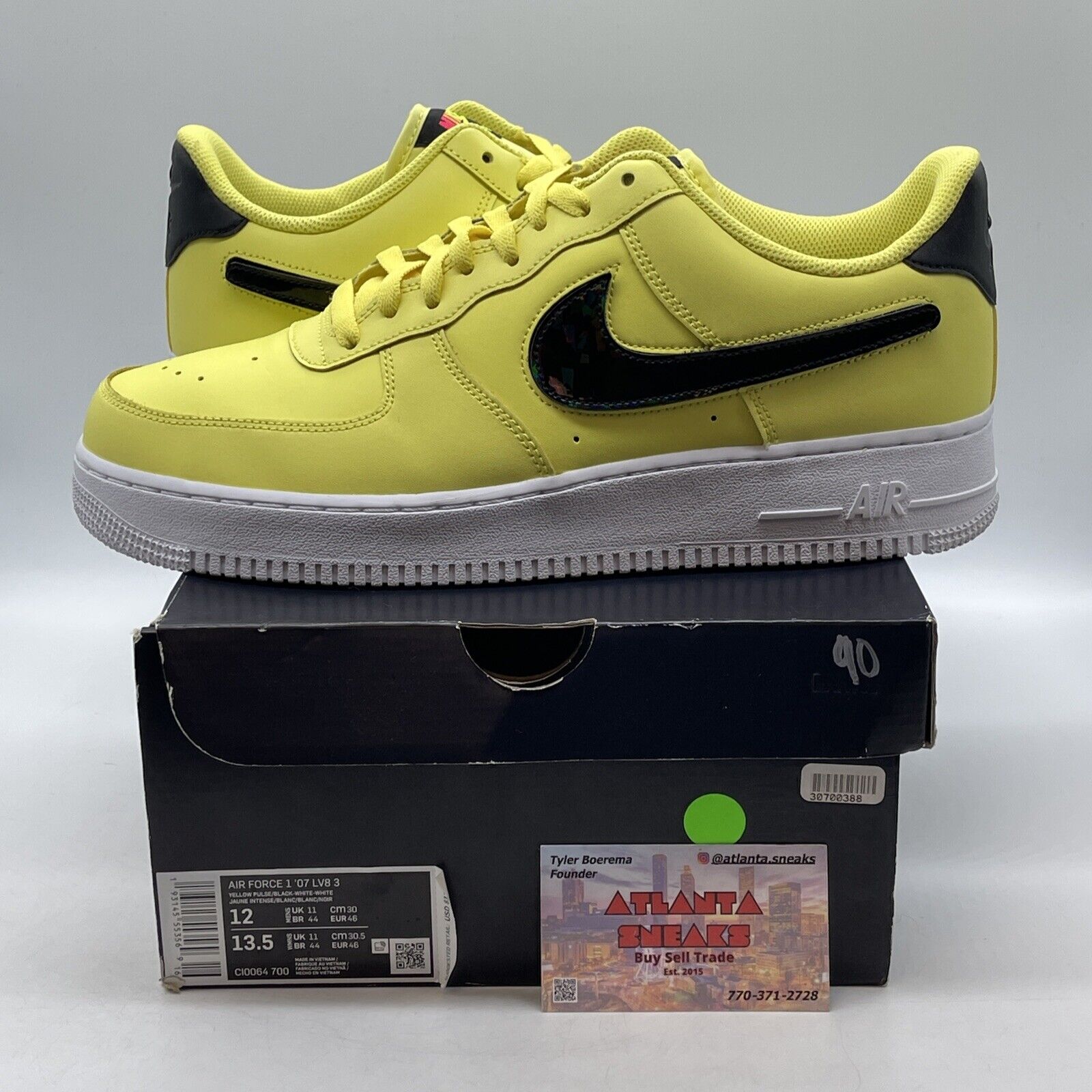 Size 12 - Nike Air Force 1 '07 LV8 Low Yellow Pulse Black White (CI0064-700)