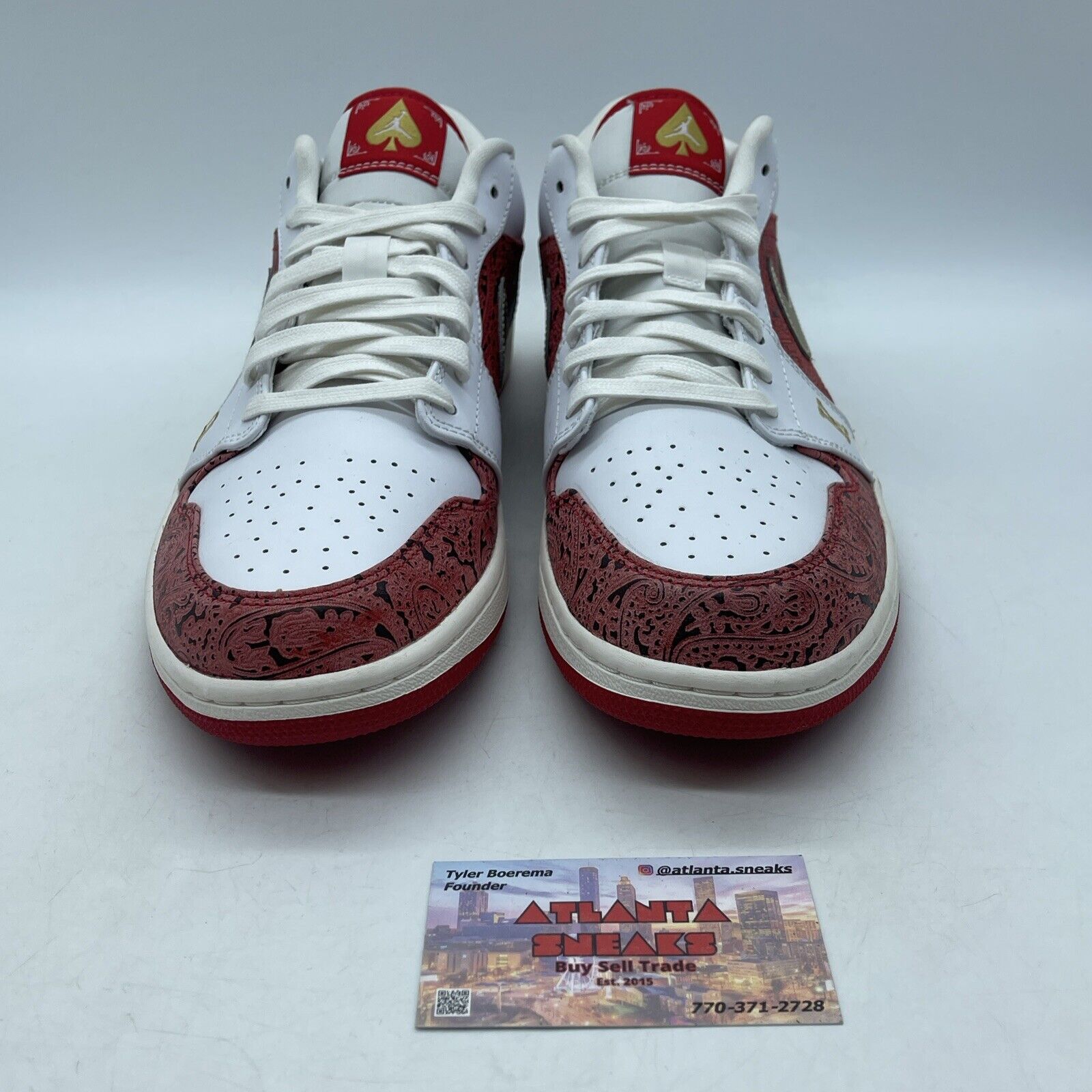 Size 11.5 - Air Jordan 1 SE Low Spades Red White Gold Leather (DJ5185-100)