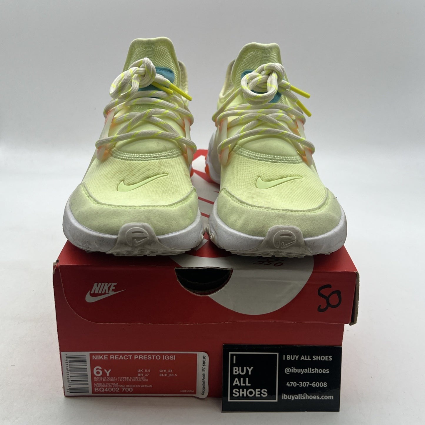 Size 6Y - Nike React Presto GS Barely Volt Unisex Big Kid’s (BQ4002-700)