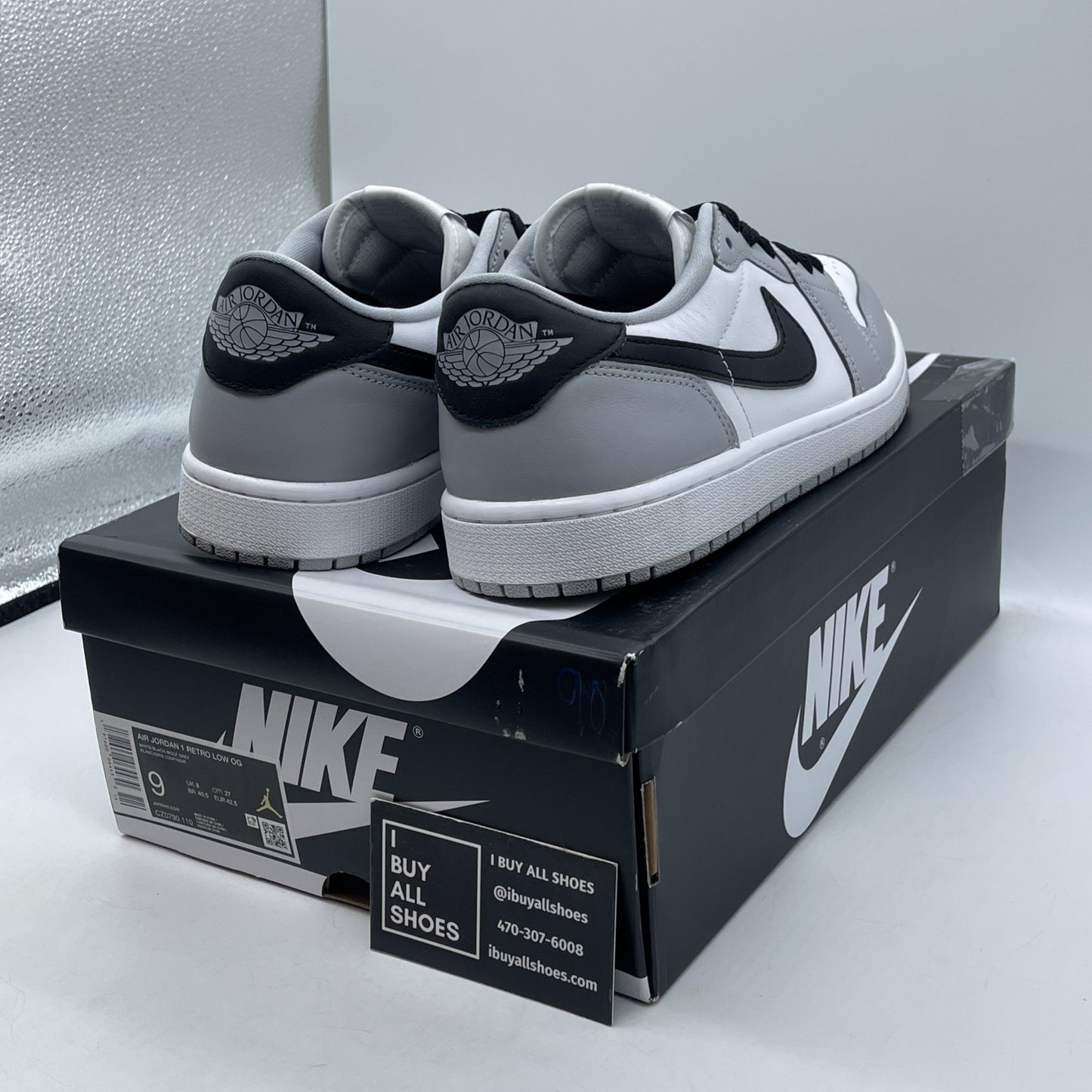 Size 9 - Air Jordan 1 Retro OG Low Barons Grey Black Leather (CZ0790-110)
