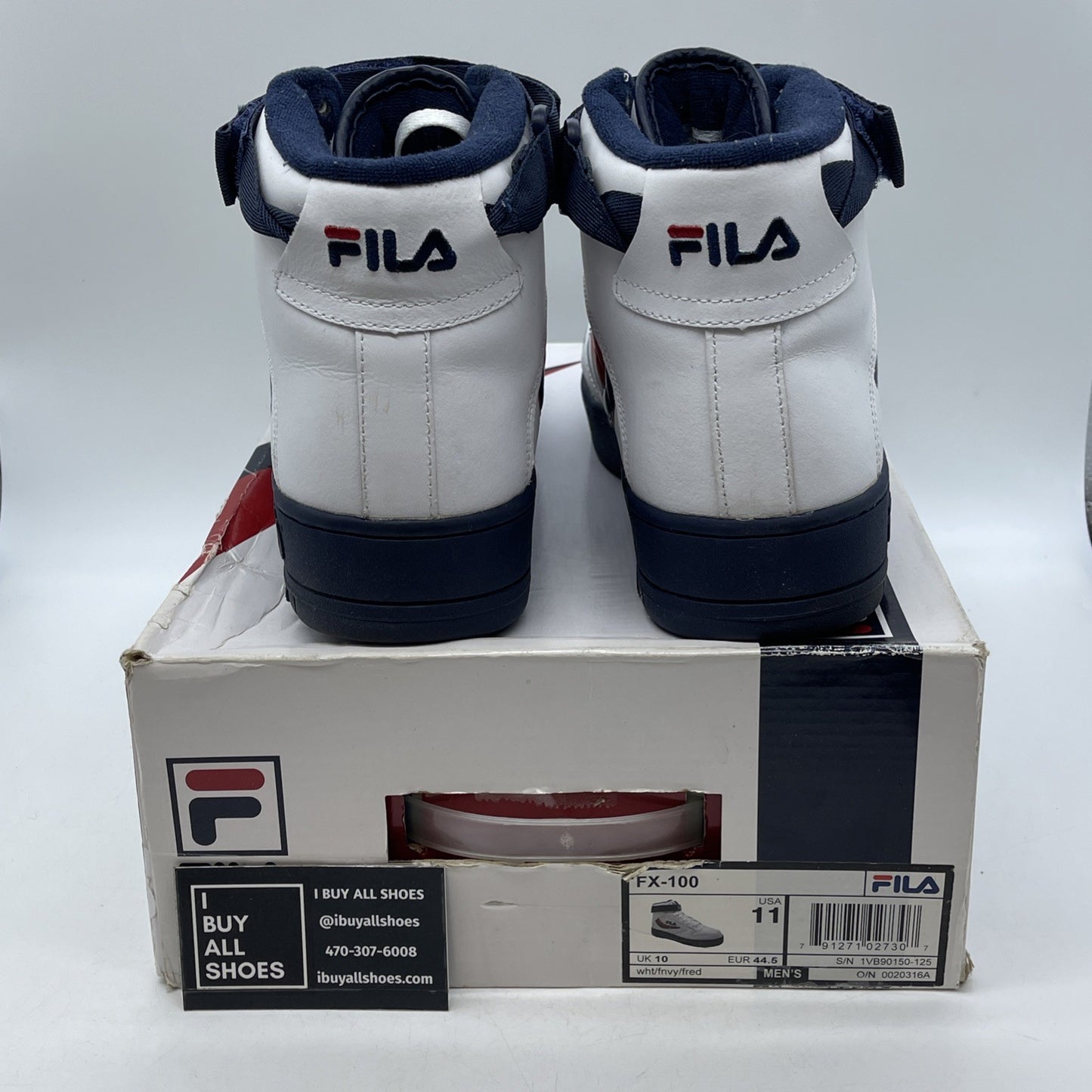 Size 11 - Fila Mens Fx-100 Sneakers White/Navy/Red (1VB90150-125)
