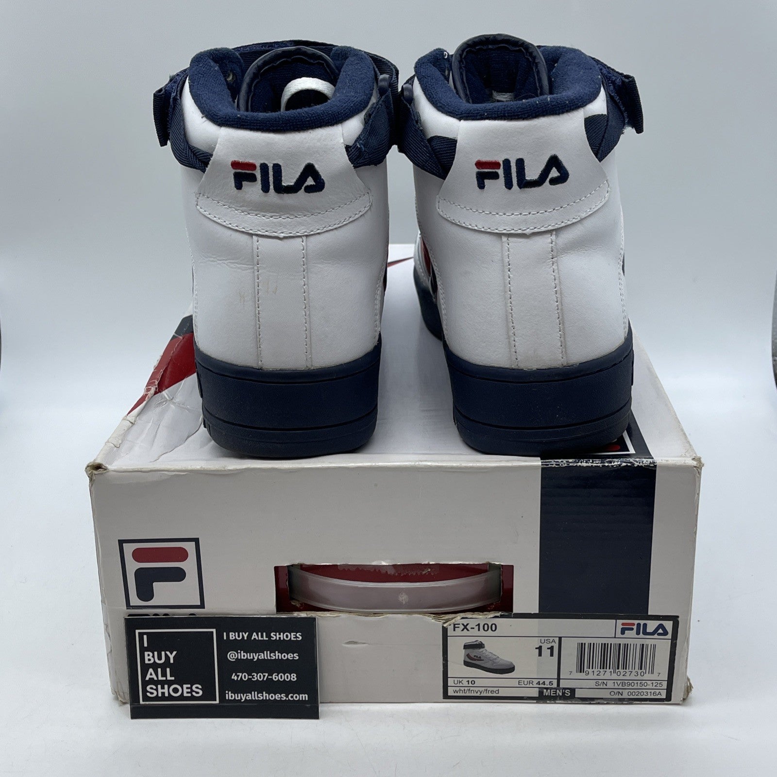 Size 11 - Fila Mens Fx-100 Sneakers White/Navy/Red (1VB90150-125)