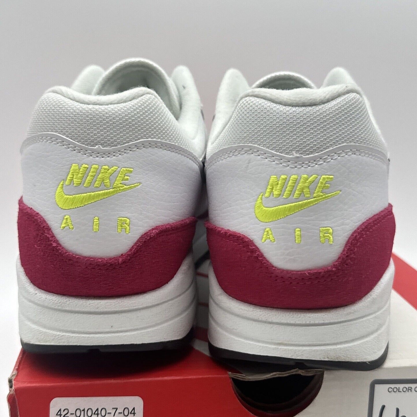 Size 11.5 - Nike Air Max 1 Rush Pink 2019 White Black Green Rare Colorway OG All