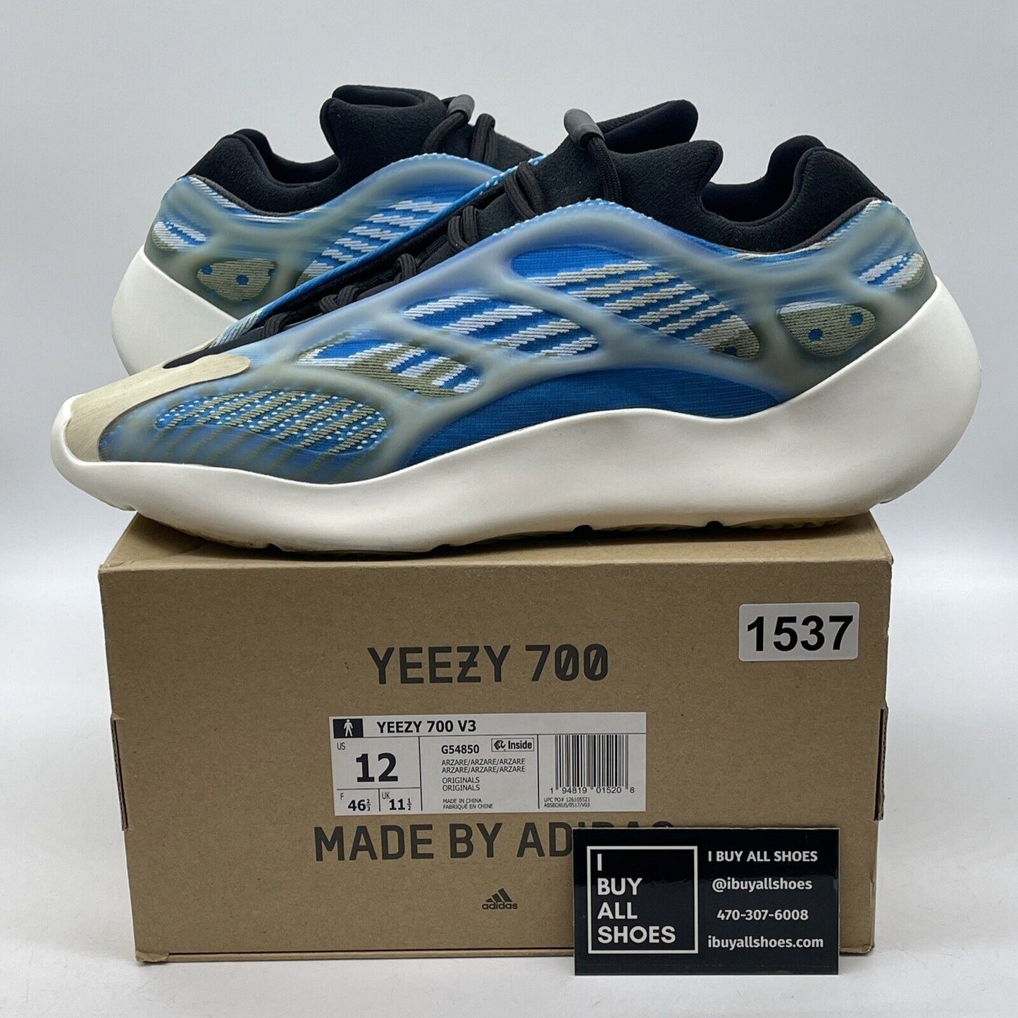 Size 12 - adidas Yeezy 700 V3 Arzareth Blue Green White Black Suede (G54850)