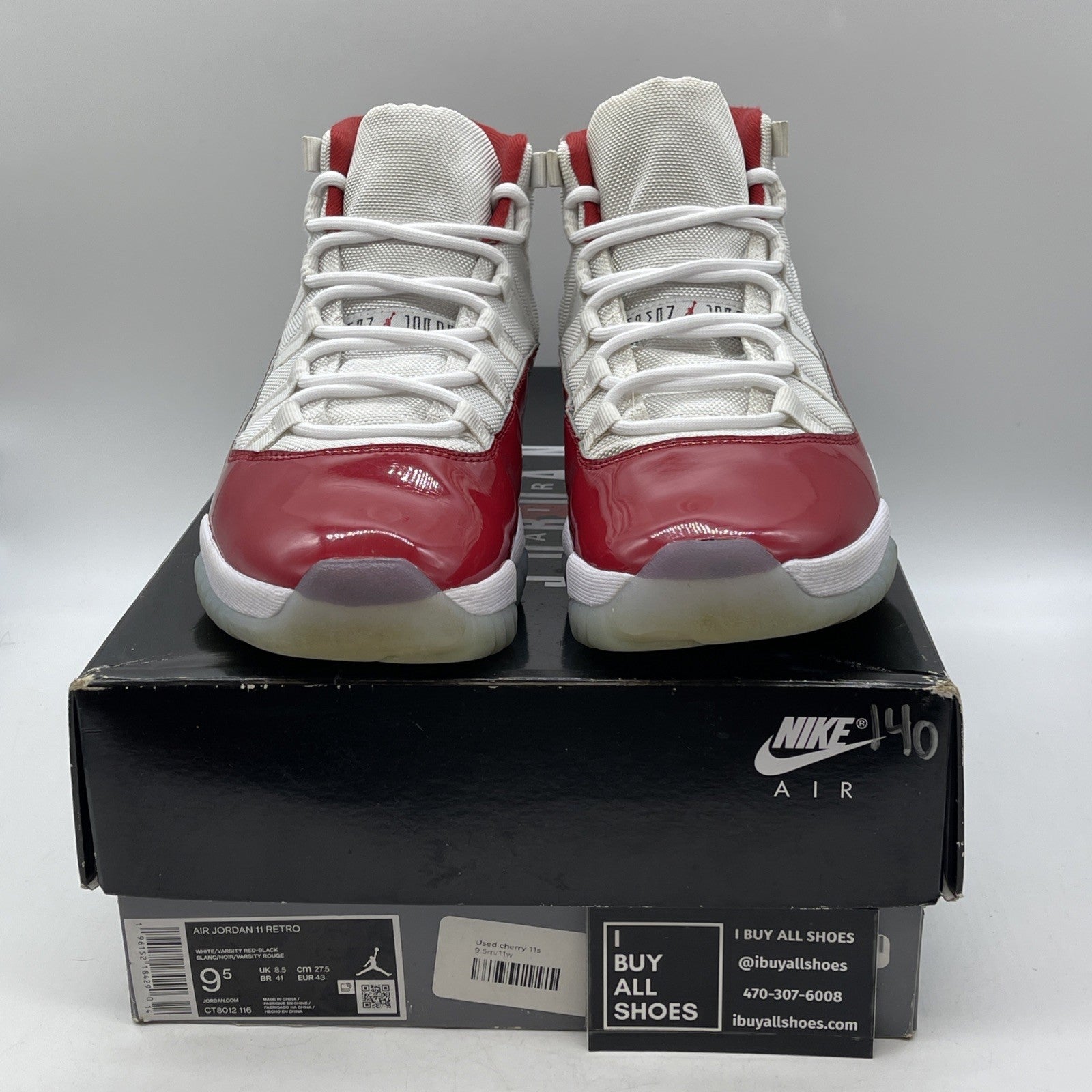 Size 9.5 - Jordan 11 Retro High Cherry Red White Suede Leather (CT8012-116)