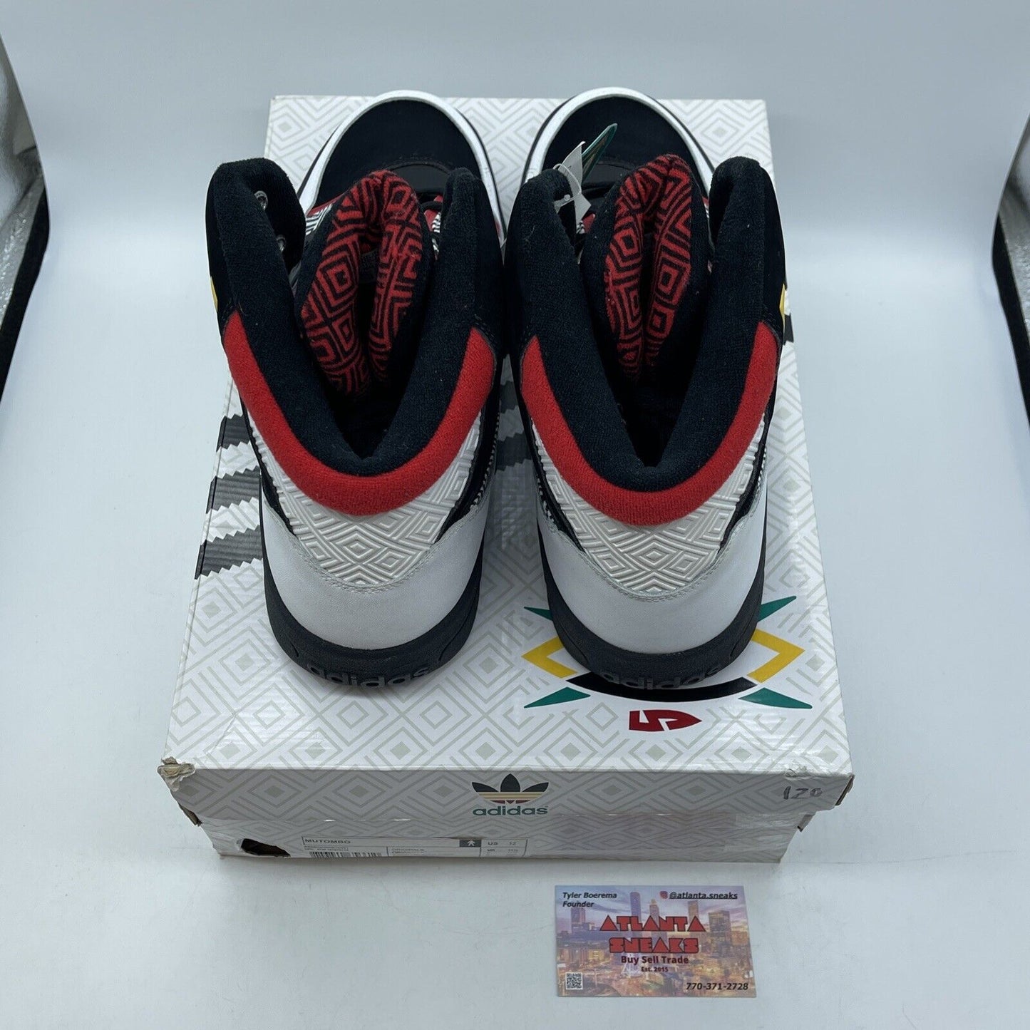 Size 12 - adidas Mutombo White Black Red Yellow Blue Suede Leather (Q33018)