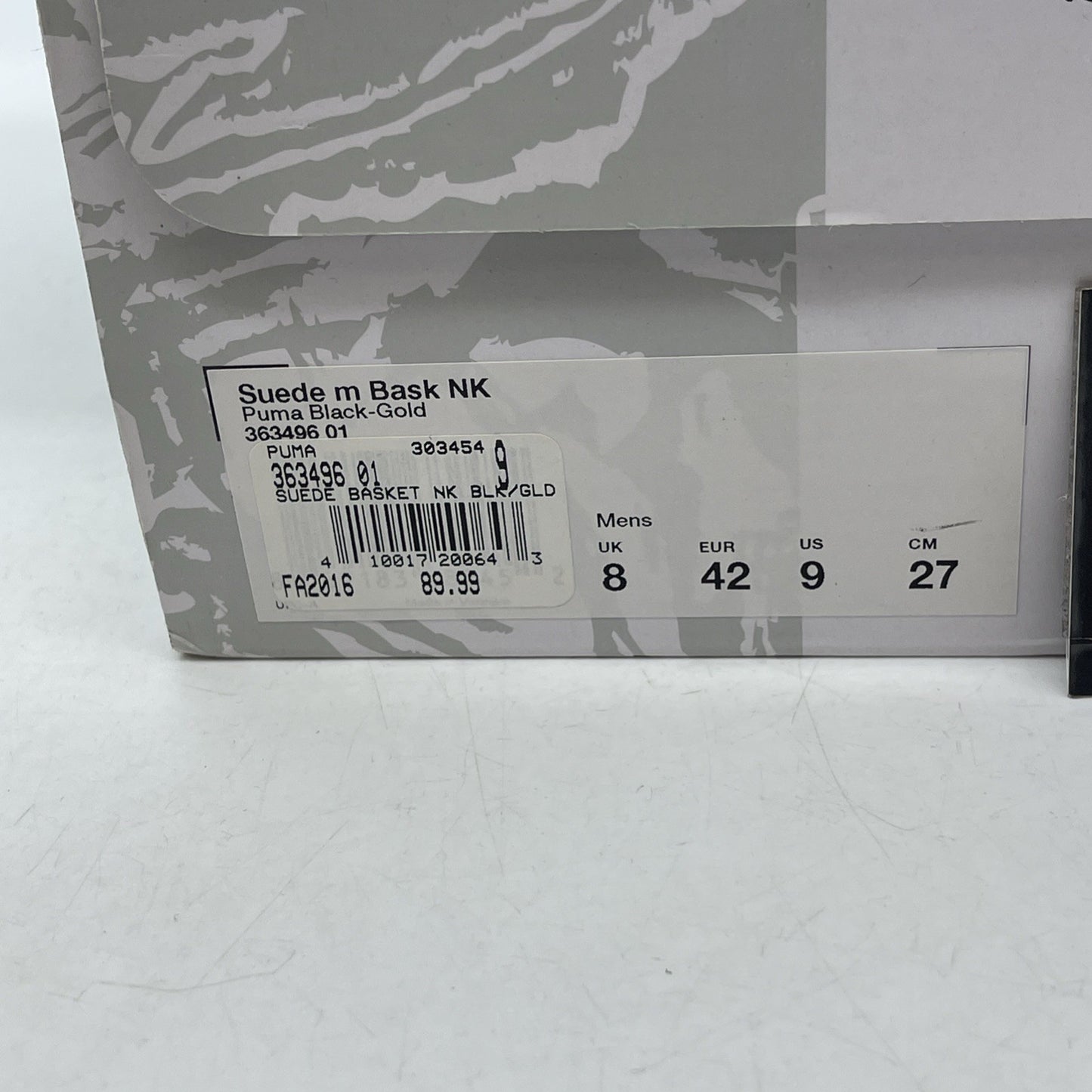 Size 9 - PUMA Nice Kicks x Suede Basket Black Gold Leather (363496-01)