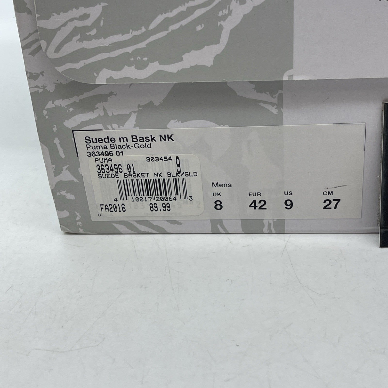 Size 9 - PUMA Nice Kicks x Suede Basket Black Gold Leather (363496-01)