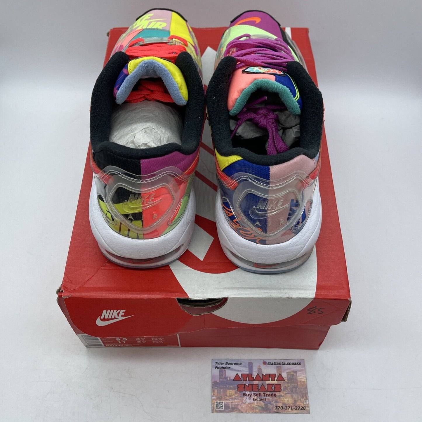 Size 9.5 - Nike Atmos x Air Max 2 Light QS Logos White Black Pink (BV7406-001)