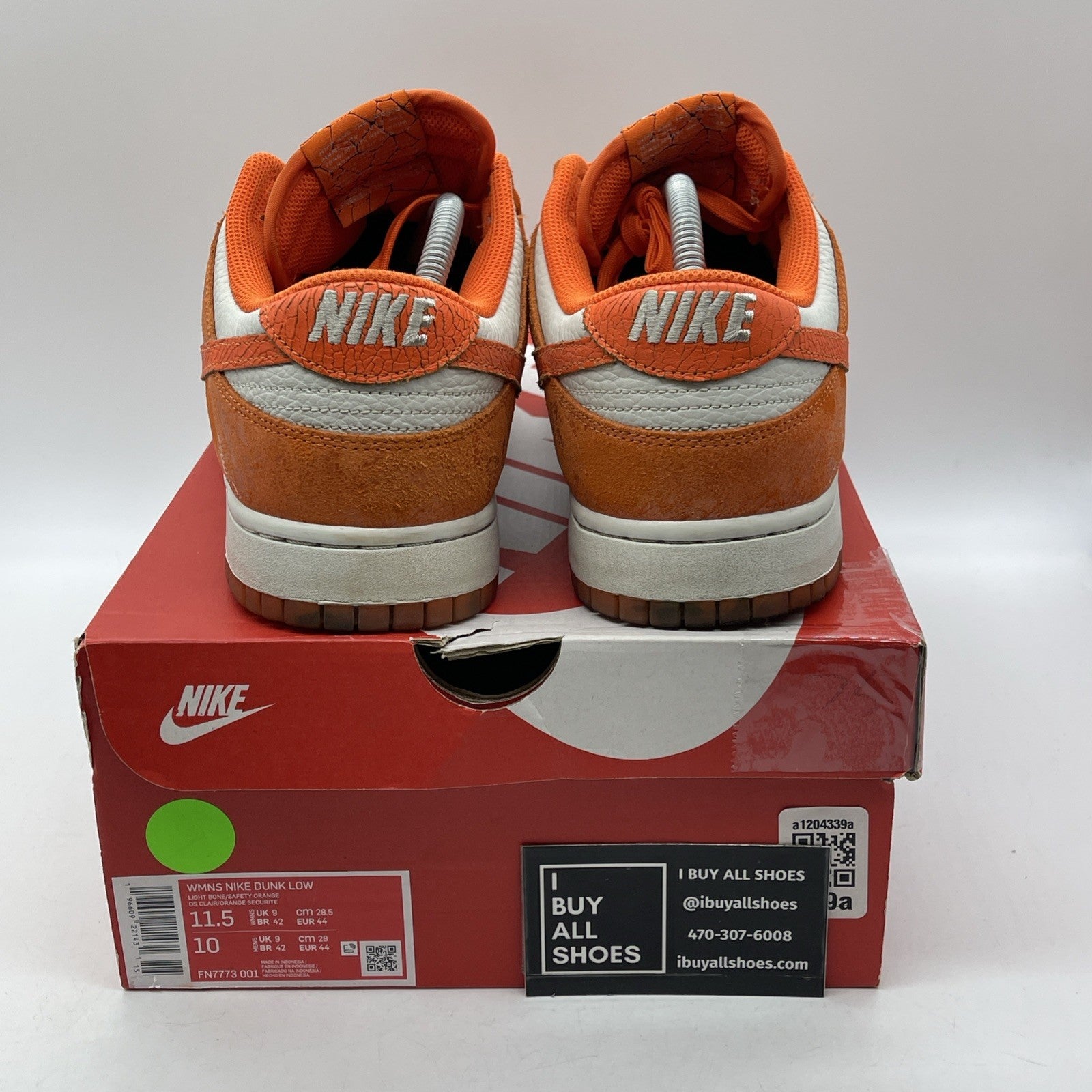 Size 11.5W - Nike Dunk Low Cracked Orange White Suede Leather (FN7773-001)