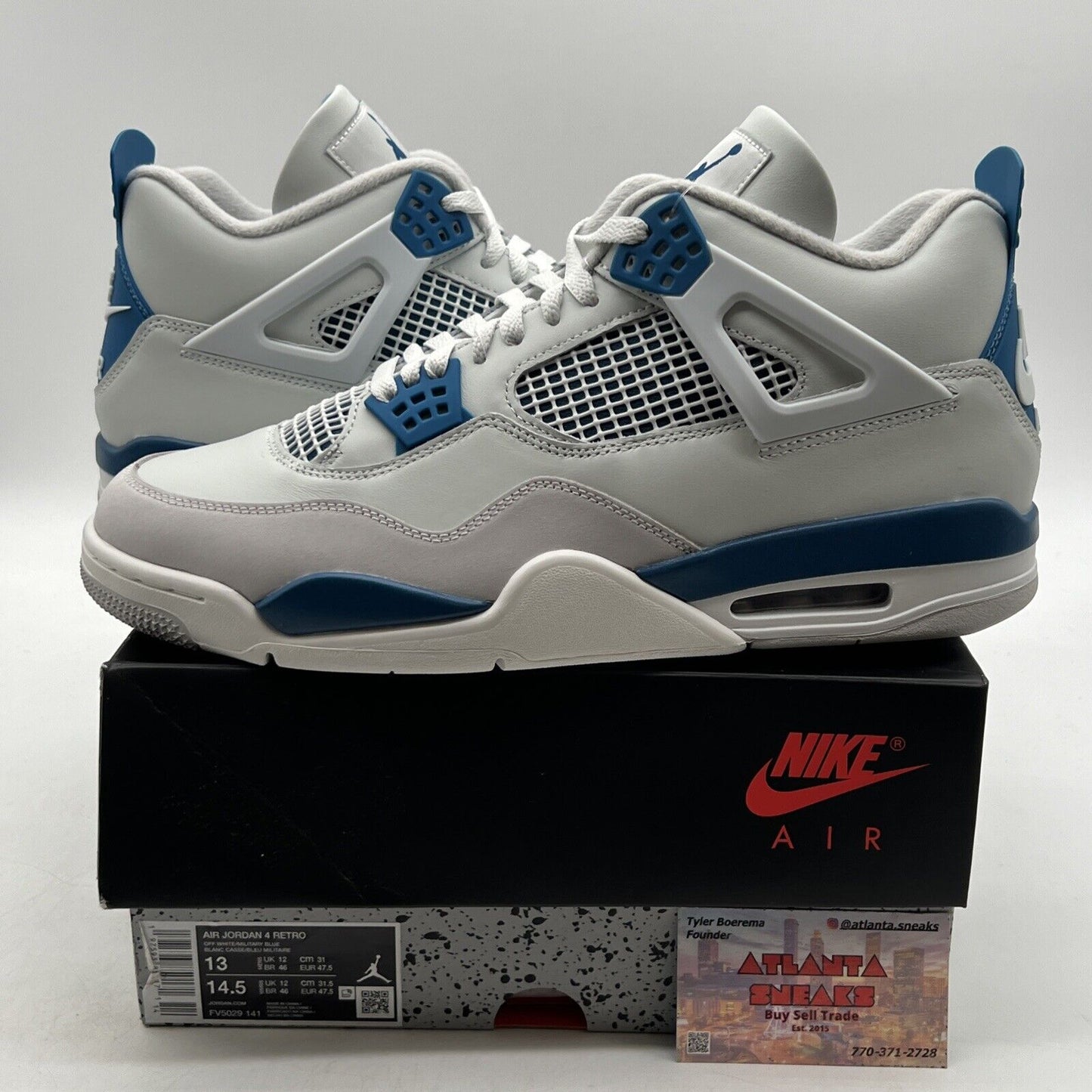 Size 13 - Air Jordan 4 Retro 2024 Military Blue White Leather (HF4281-141)