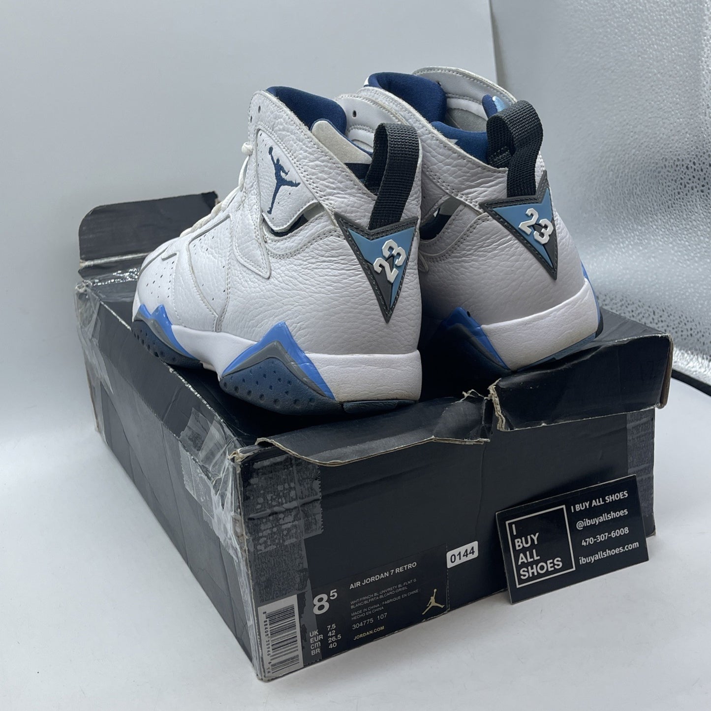 Size 8.5 - Air Jordan 7 Retro 2015 French Blue White Leather (304775-107)