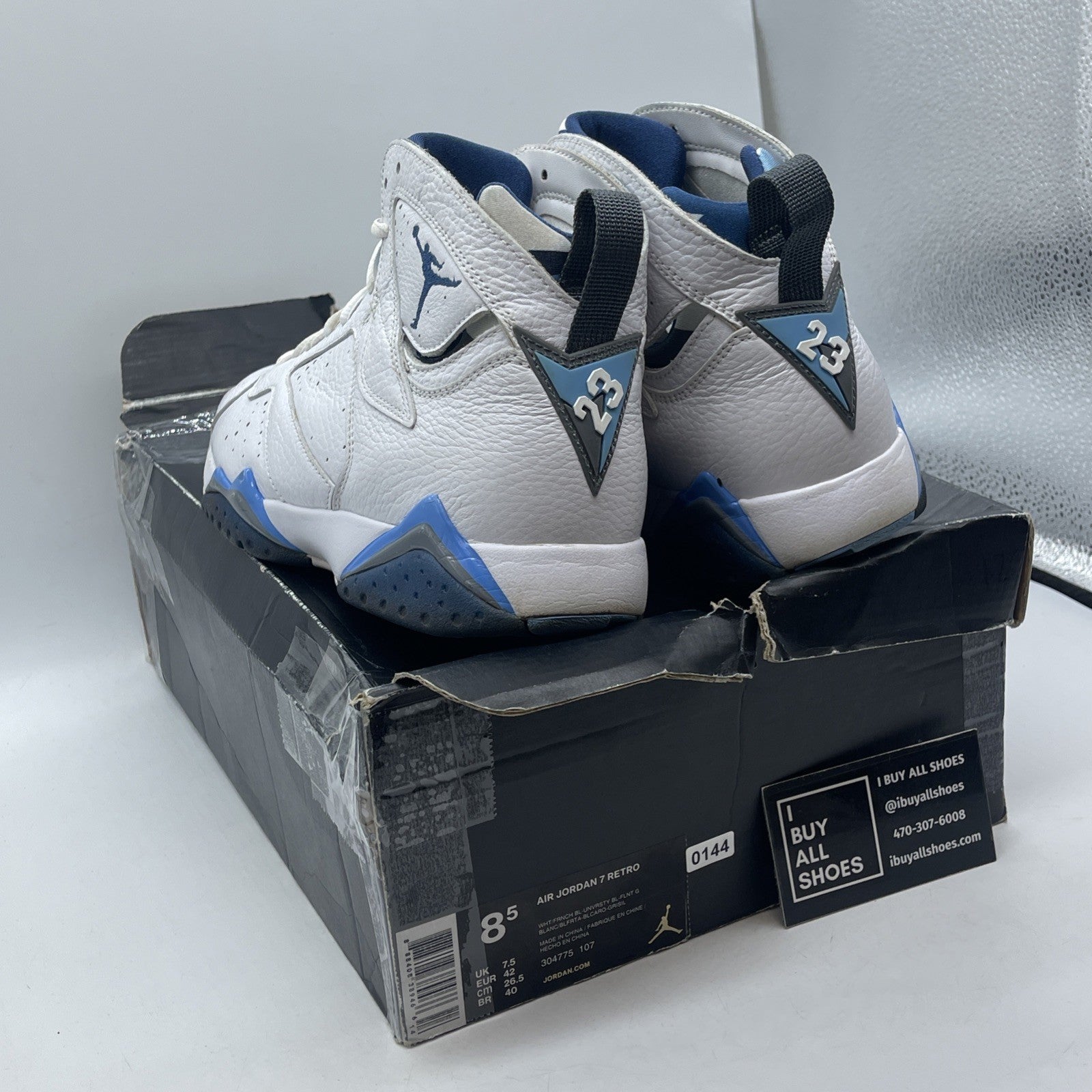 Size 8.5 - Air Jordan 7 Retro 2015 French Blue White Leather (304775-107)