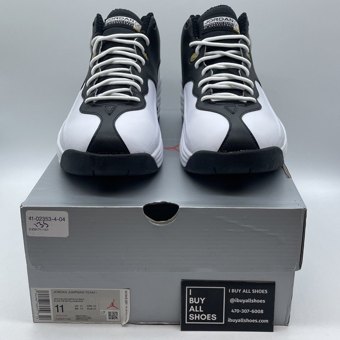 Size 11 - Jordan Jumpman Team 1 White Black Suede Leather (CZ9171-101)