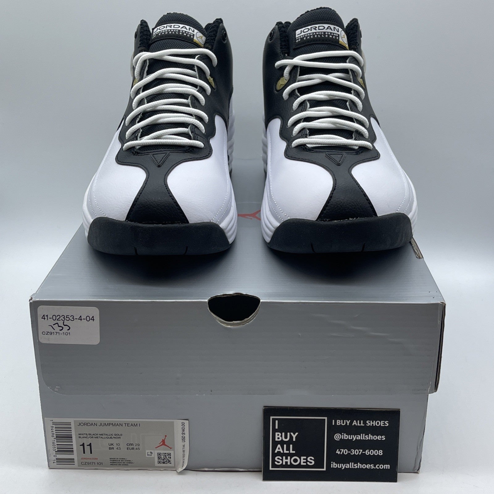 Size 11 - Jordan Jumpman Team 1 White Black Suede Leather (CZ9171-101)
