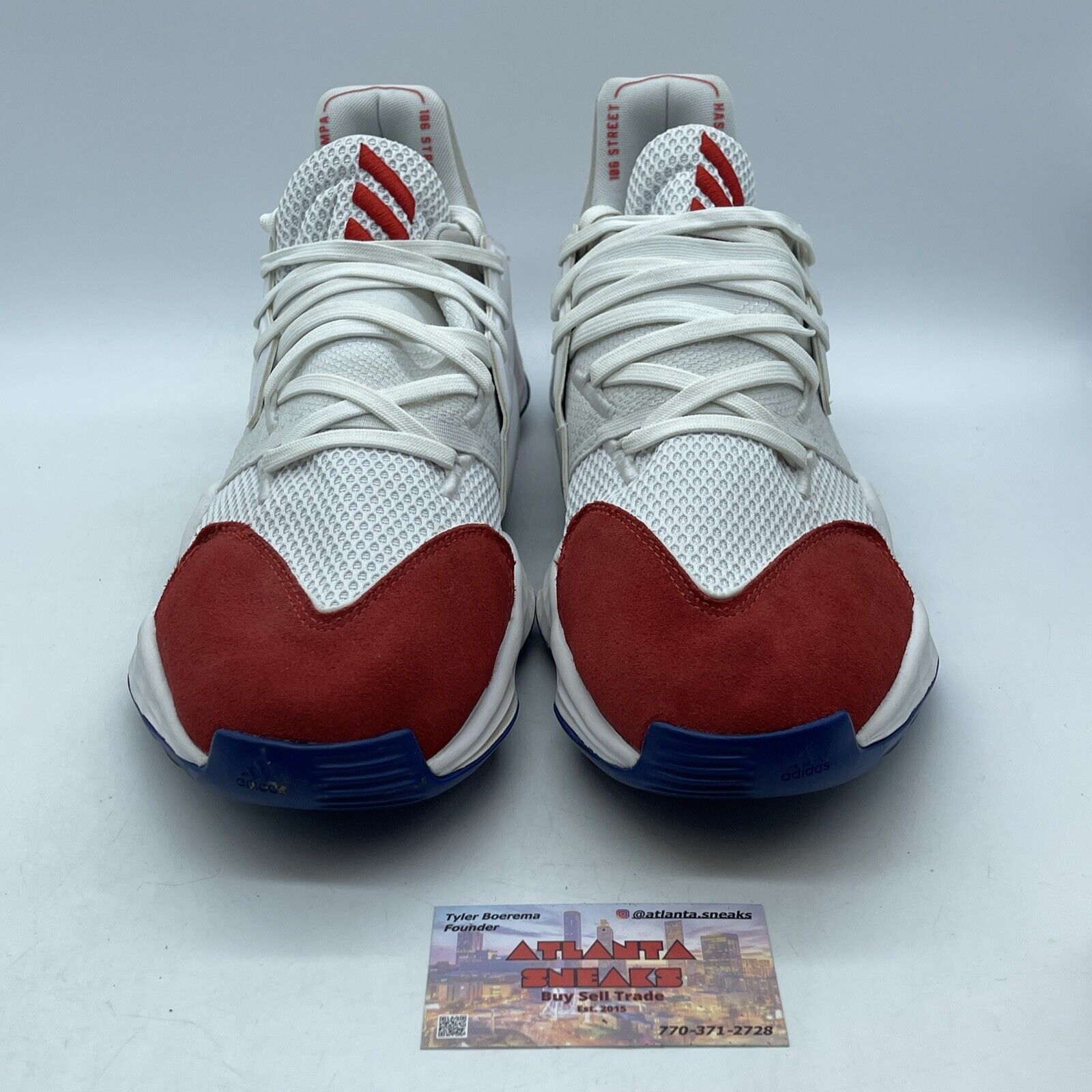 Size 13.5 - adidas Harden Vol. 4 Question Red Brown White Suede Leather (FV5598)