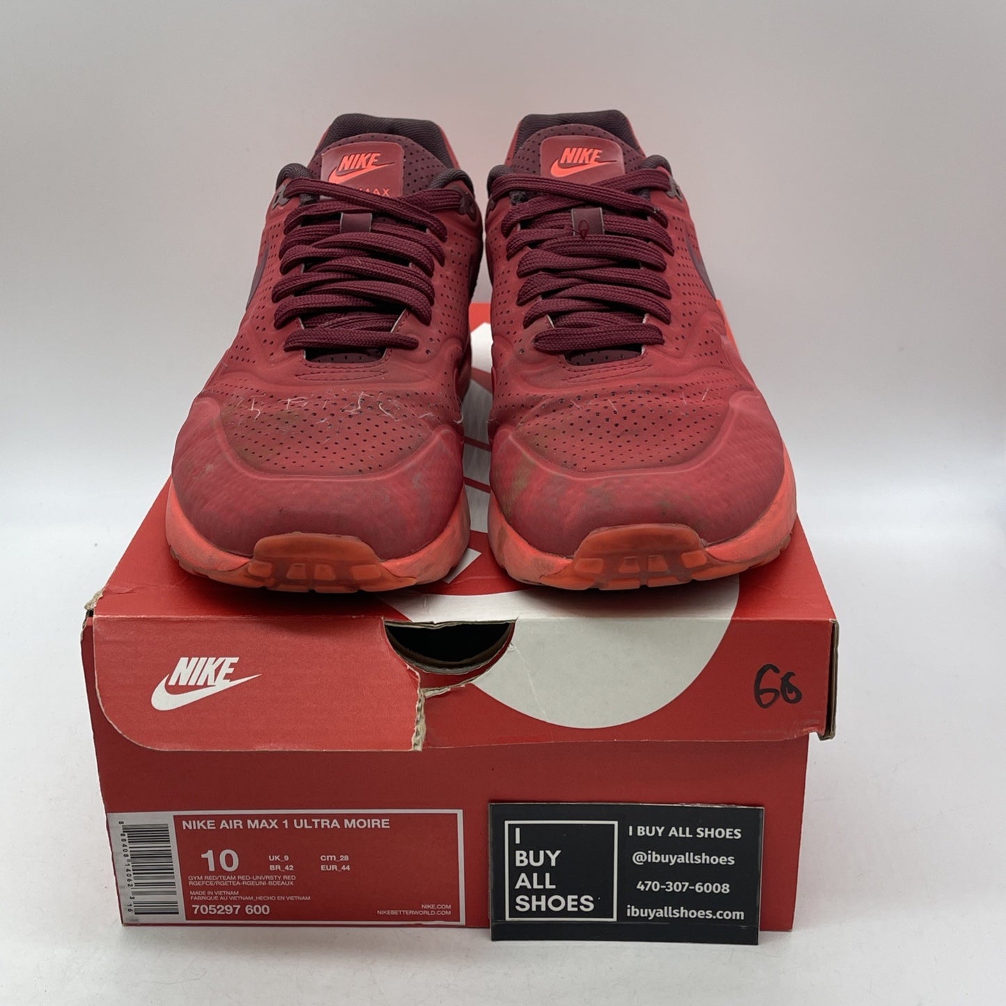 Size 10 - Nike Air Max 1 Ultra Moire Triple Red (705297-600)