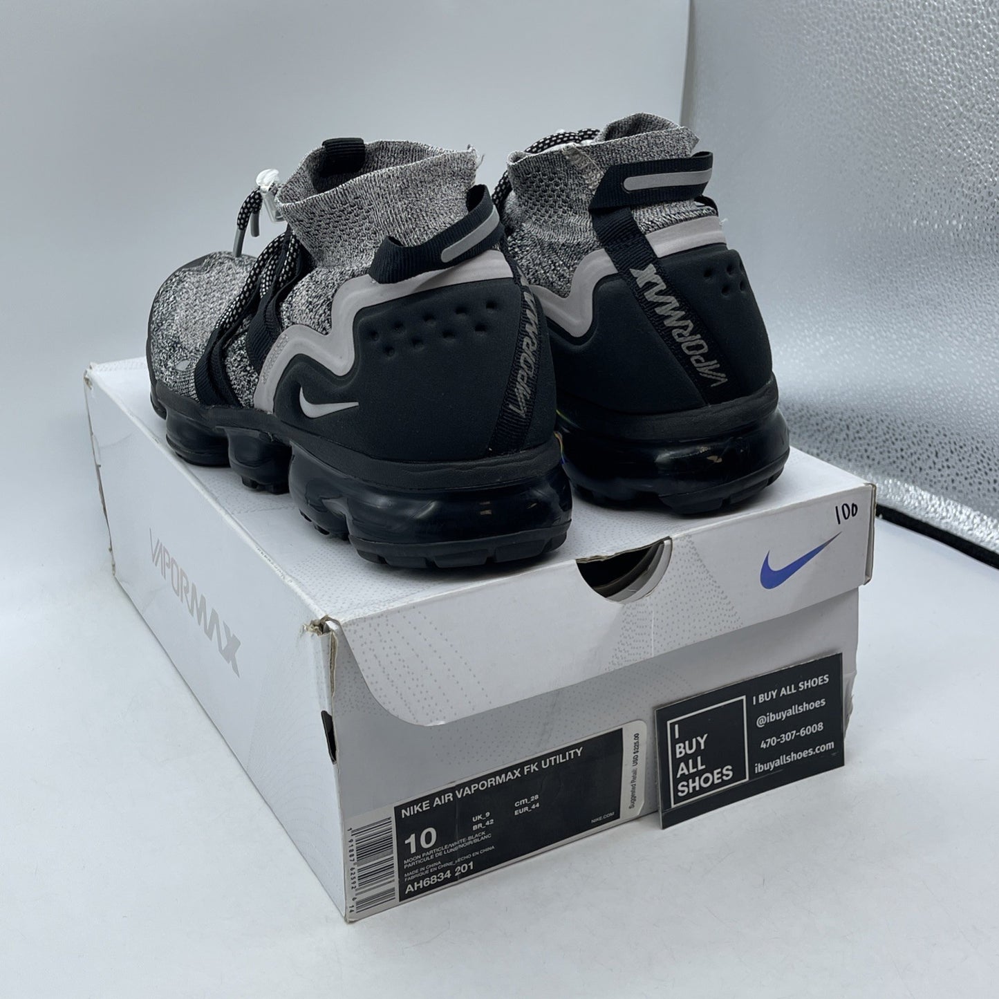 Size 10 - Nike Air VaporMax Flyknit Utility Oreo Black Silver (AH6834-201)