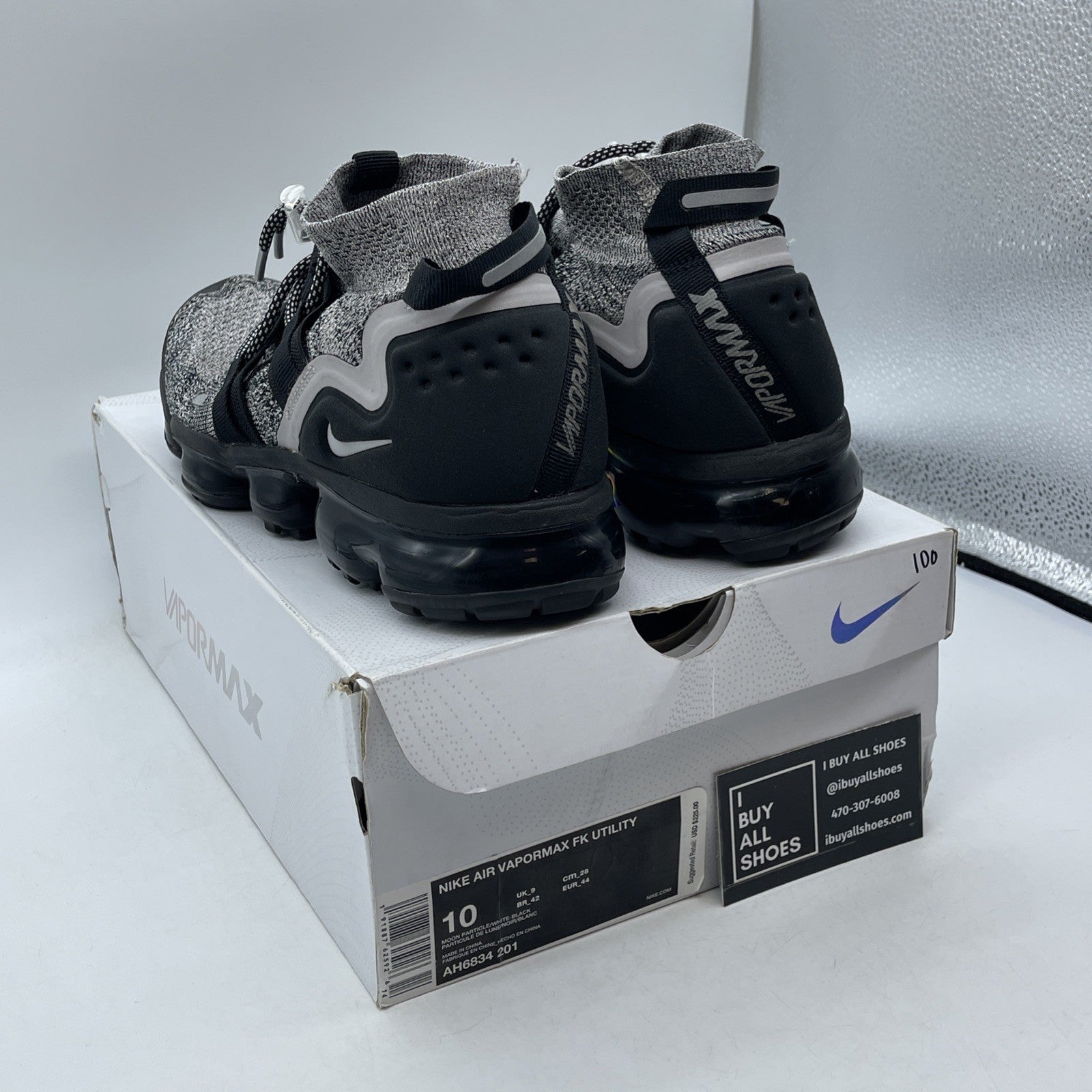 Size 10 - Nike Air VaporMax Flyknit Utility Oreo Black Silver (AH6834-201)