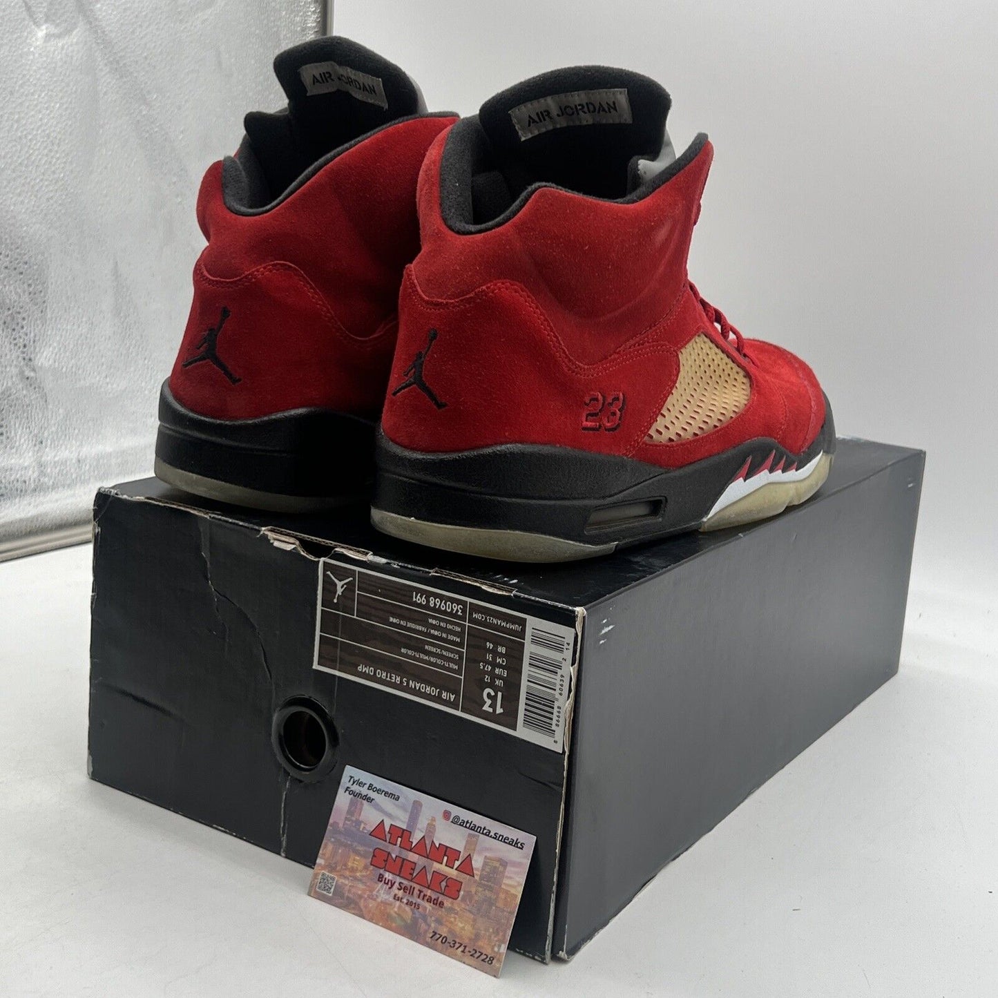 Size 13 - Air Jordan 5 Retro Raging Bull Red Suede Black Grey (136027-601)